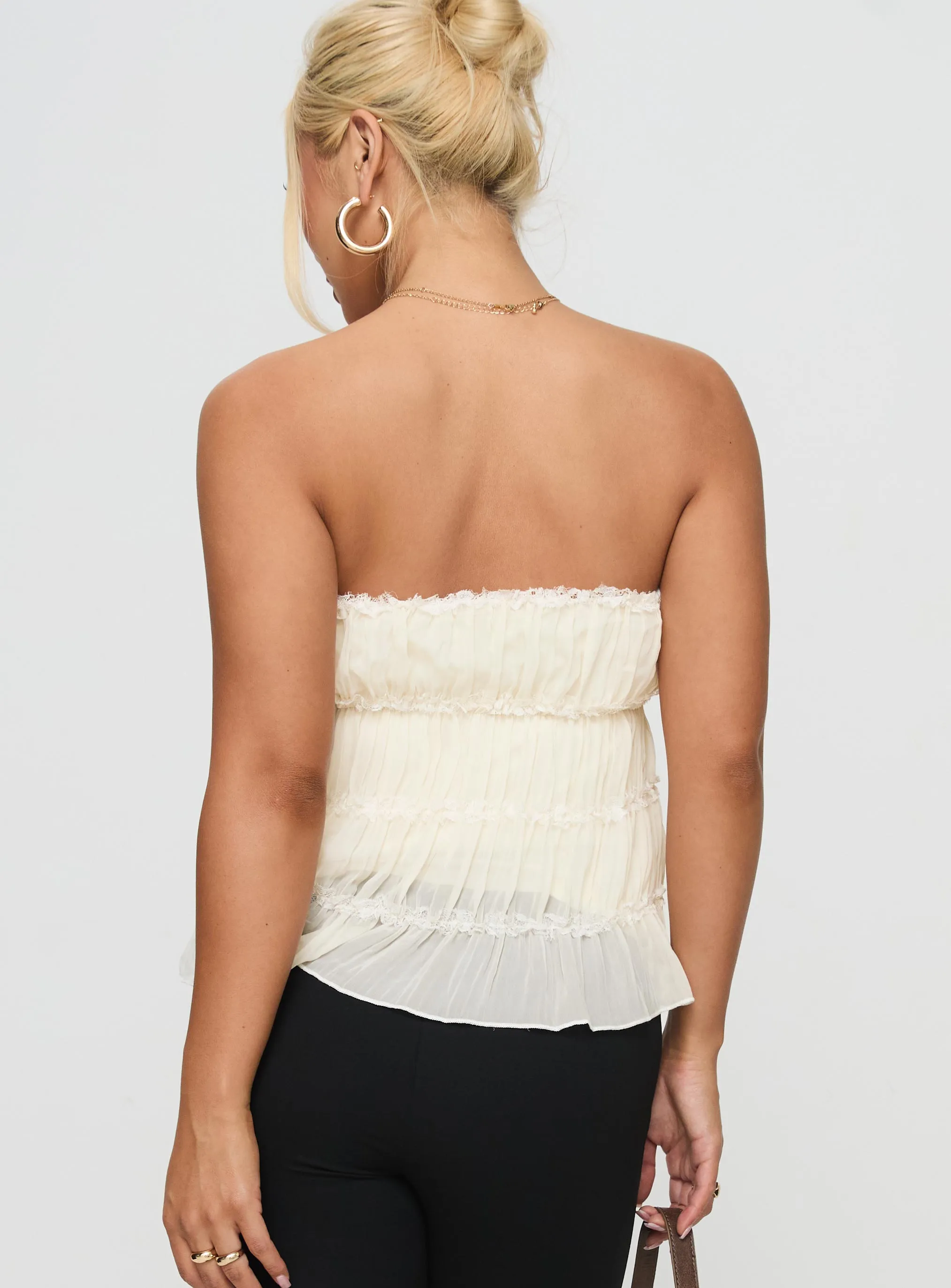 Avelina Strapless Top Cream Quick-Dry Fabric