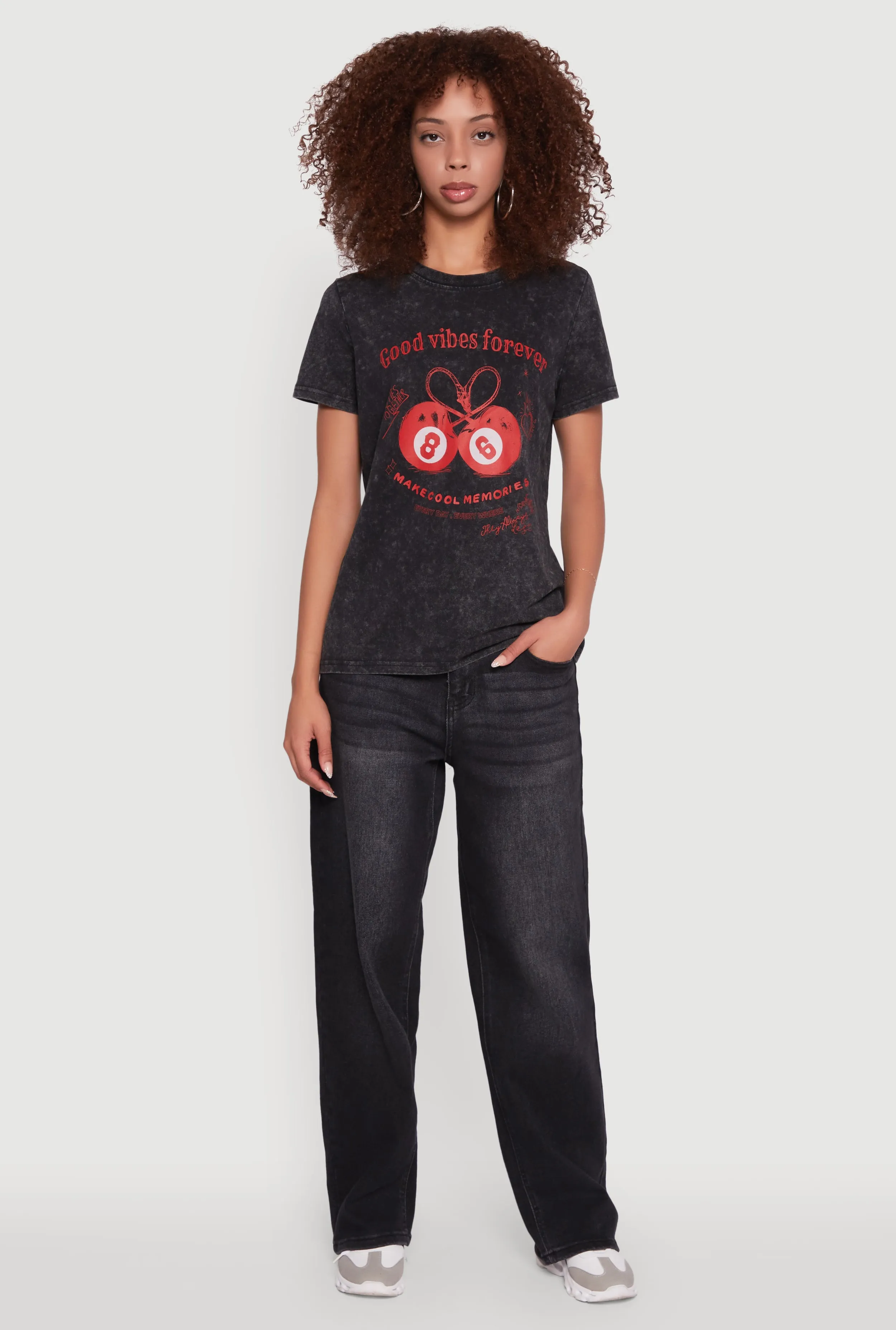 Mineral Wash Good Vibes Forever Graphic Tee Soft and Light