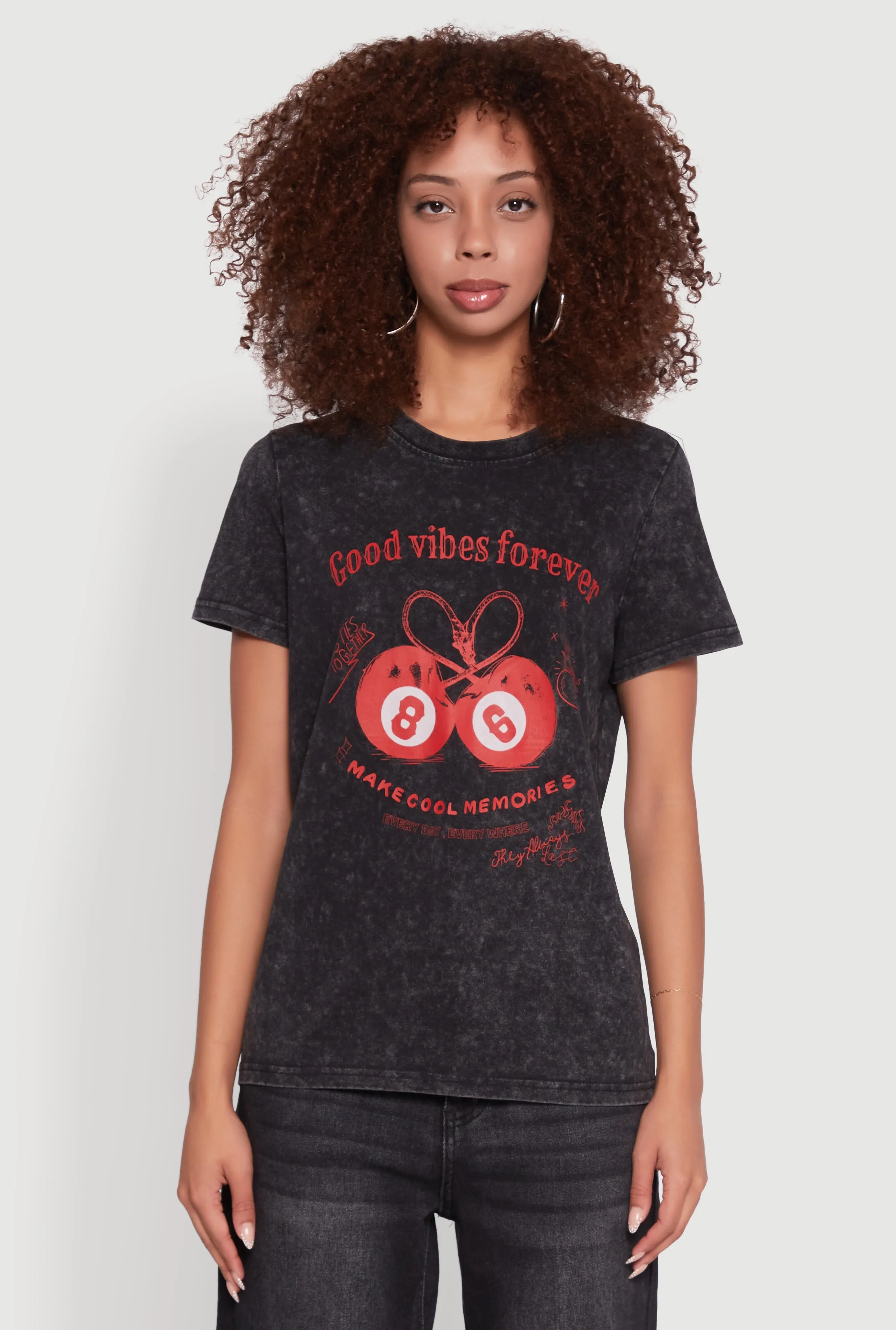 Mineral Wash Good Vibes Forever Graphic Tee Functional Fashion Relaxing Day