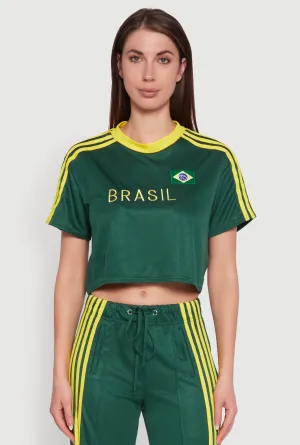 Moisture Management Fabric Lightweight Construction Graphic Cropped Soccer Jersey