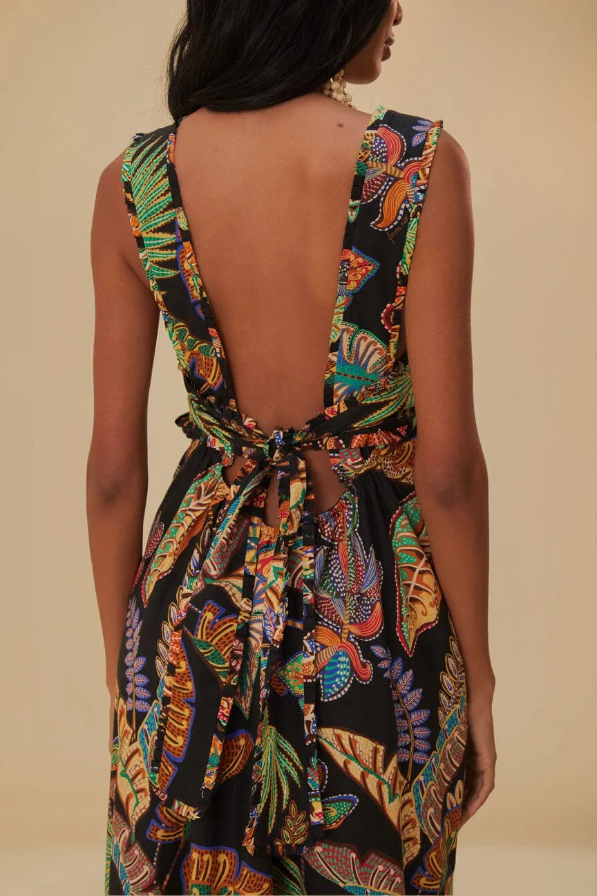 Urban View The lightweight fabric of this dress ensures it is breathable and comfortable in any weather Cool Foliage Black Sleeveless Maxi Dress