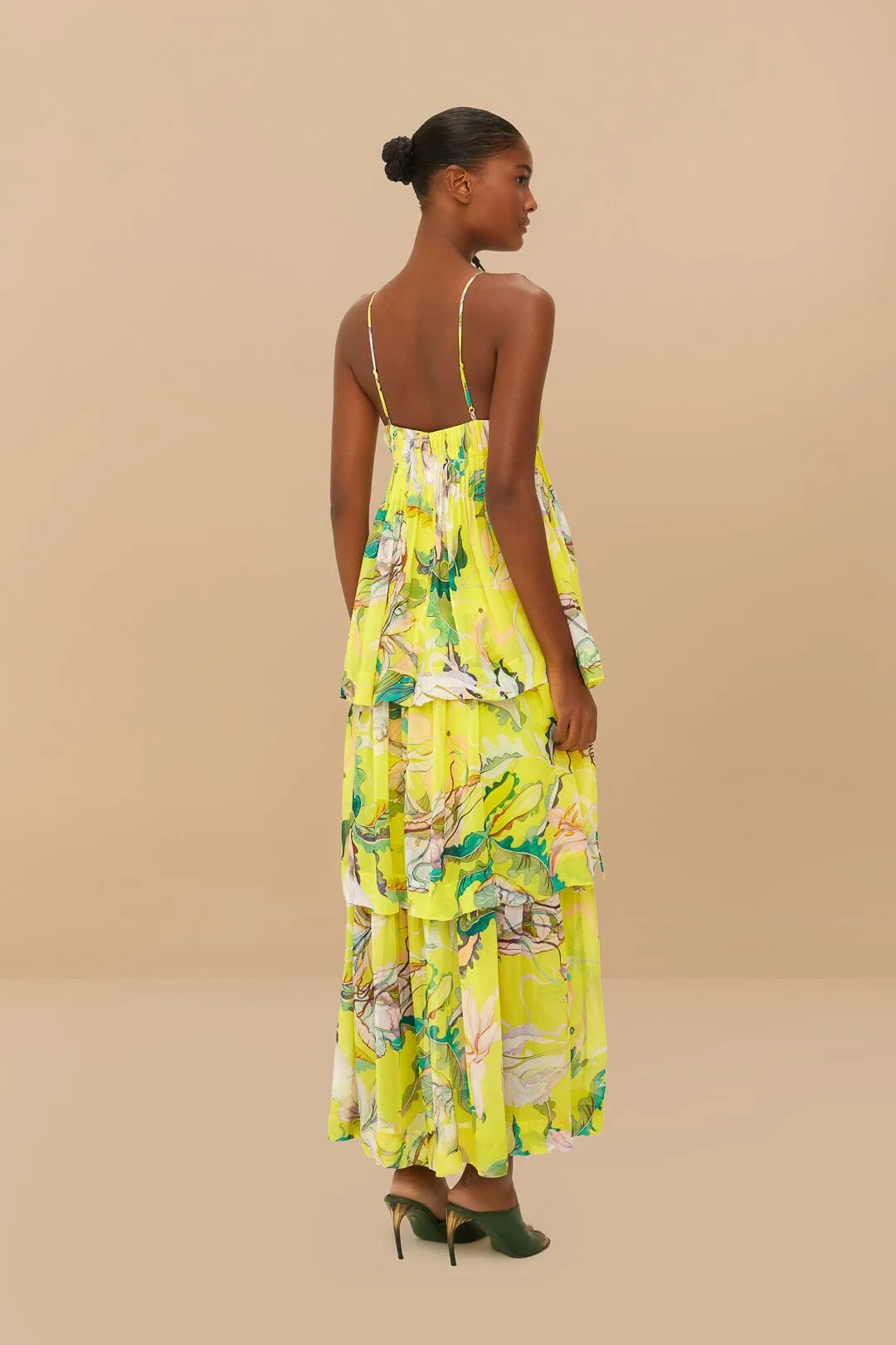 Yellow Jellyfish Bouquet Layered Maxi Dress Tulip Glow