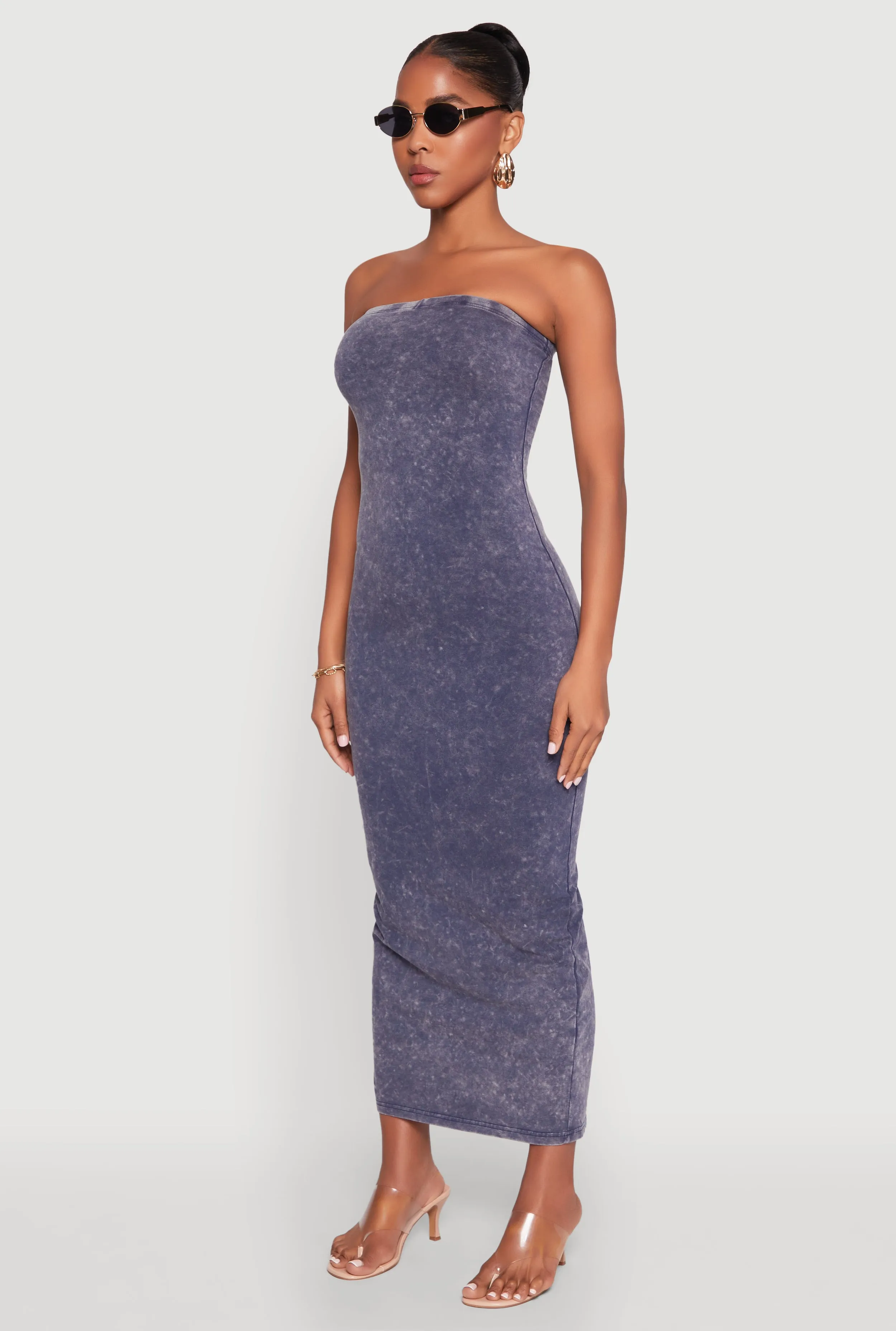 Layer Ready Iron Glow Daisy Mineral Wash Maxi Tube Dress