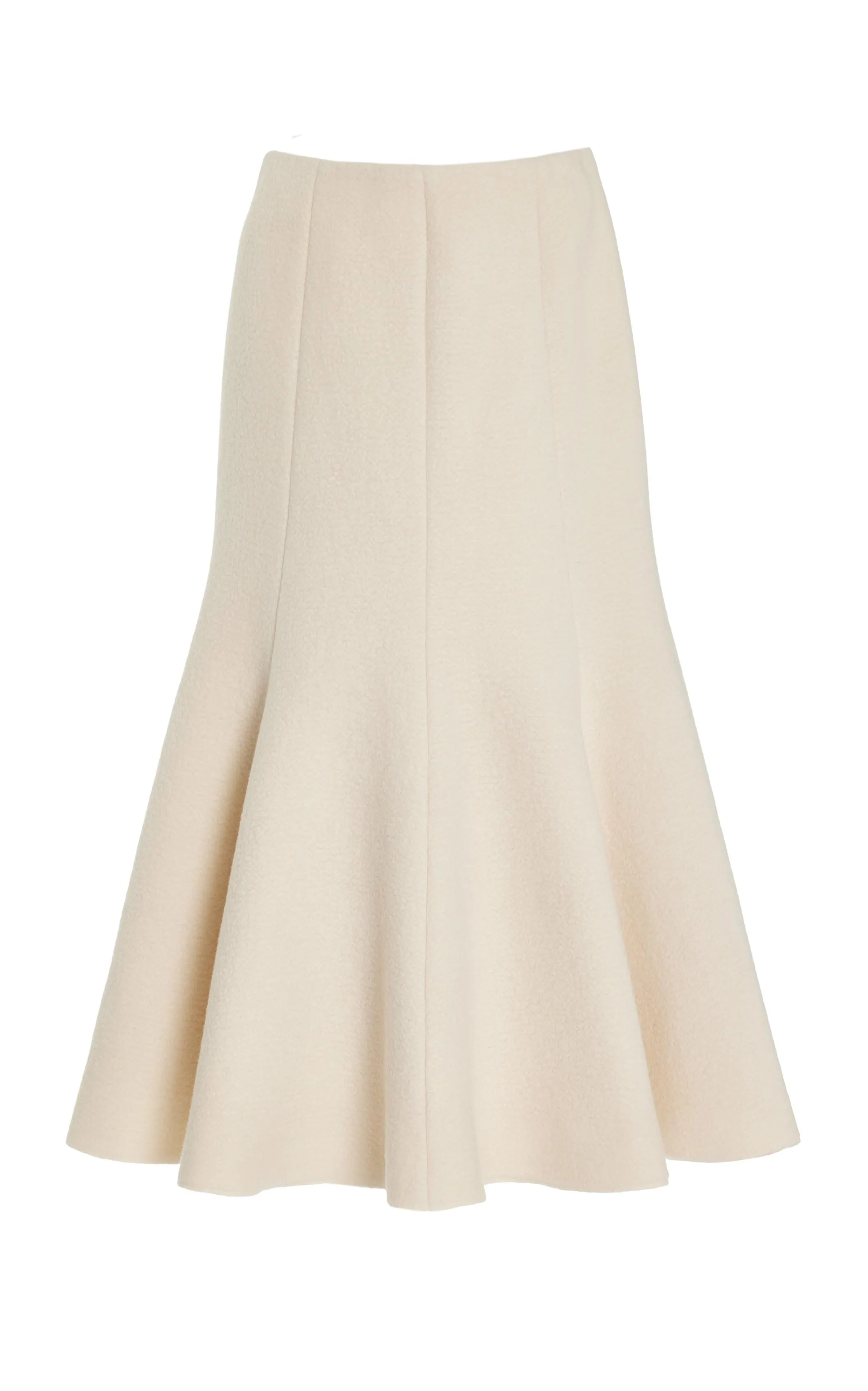 DoubleStitched Run Ready Amy Midi Skirt in Ivory Double-Face Recycled Cashmere Felt