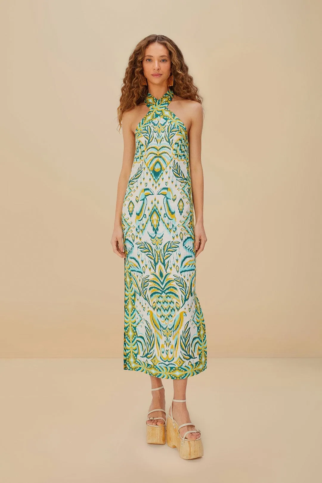 Off-White Tropical Tapestry Euroflax? Premium Linen Maxi Dress Poetic Move Elegant formal affair gown