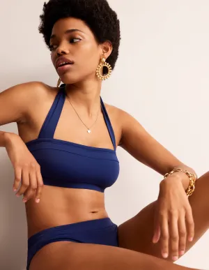 Wrinkle Resistant Blend Santorini Bikini Top-Navy