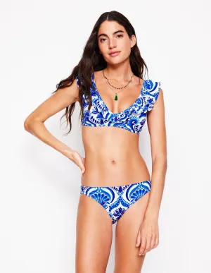 Classic Bikini Bottoms-Blue, Ornamental Floral Quick Release Clasps
