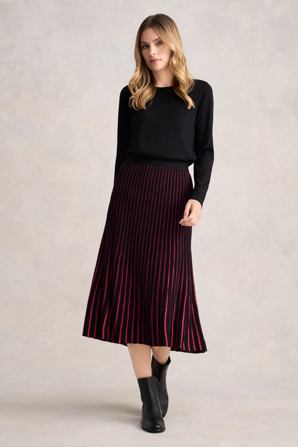 Quiet Style Striped Knit Skirt - Multi Stripe