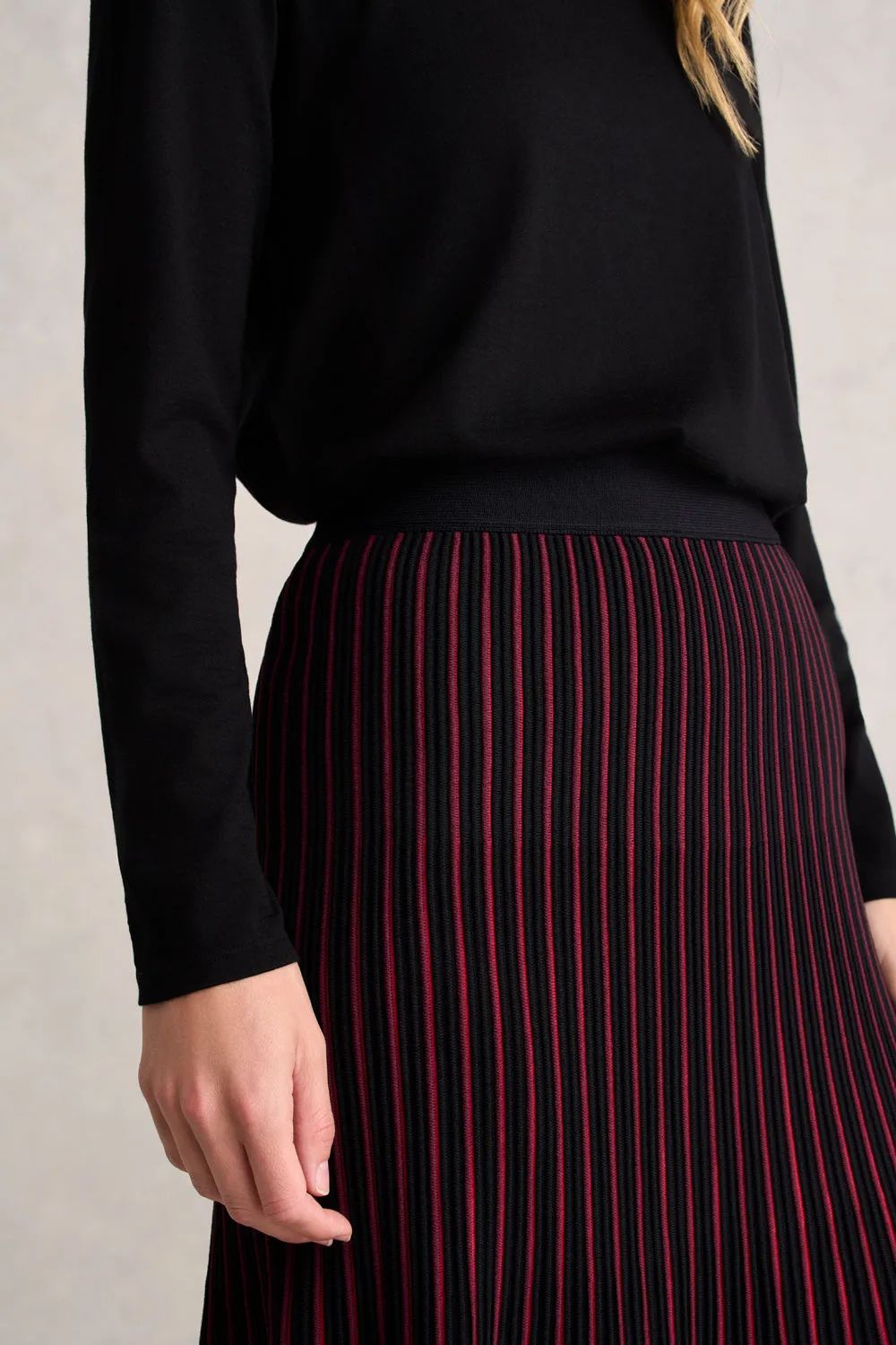 Athleisure Inspired Striped Knit Skirt - Multi Stripe