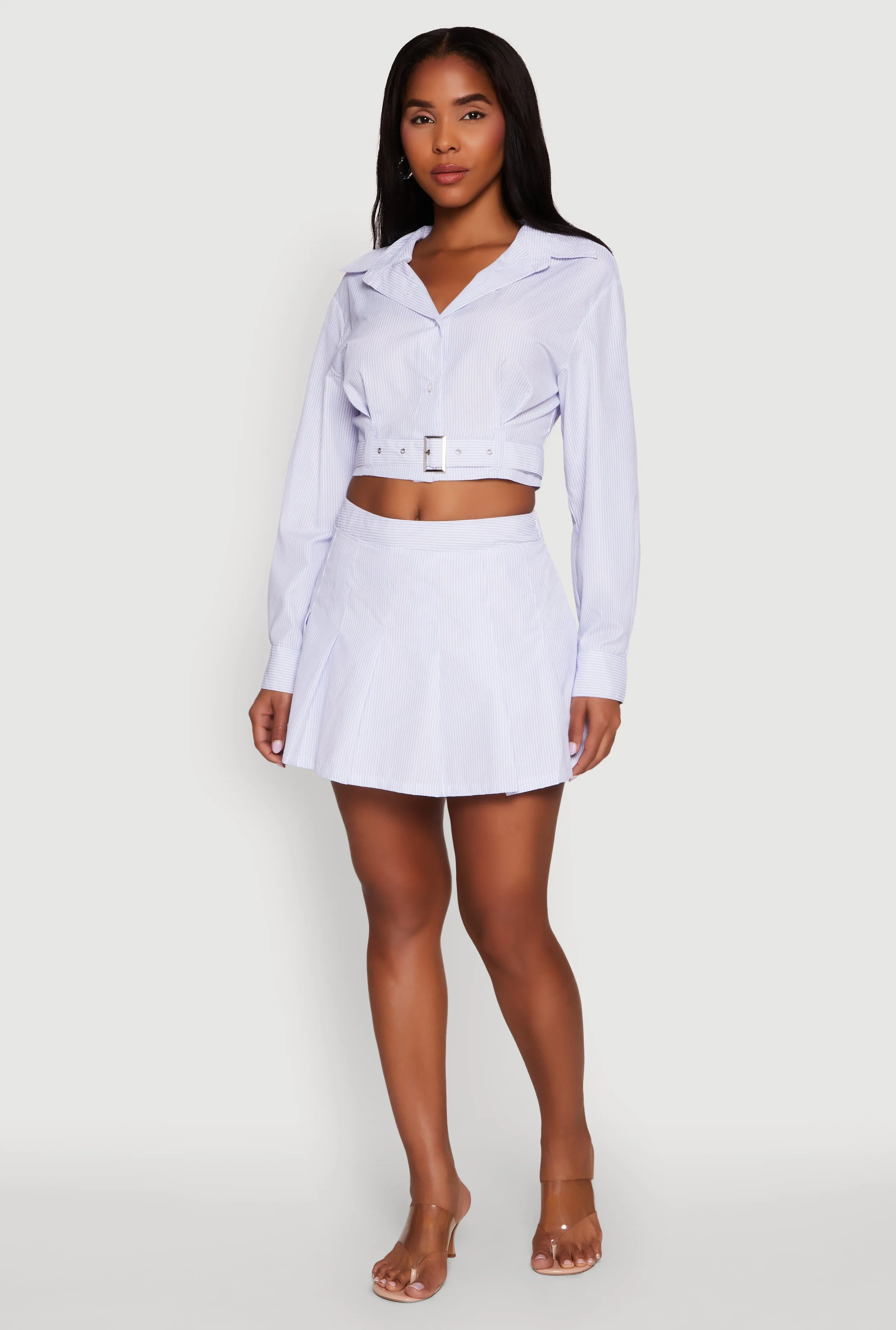 Artistic Influence Striped Pleated Mini Skort