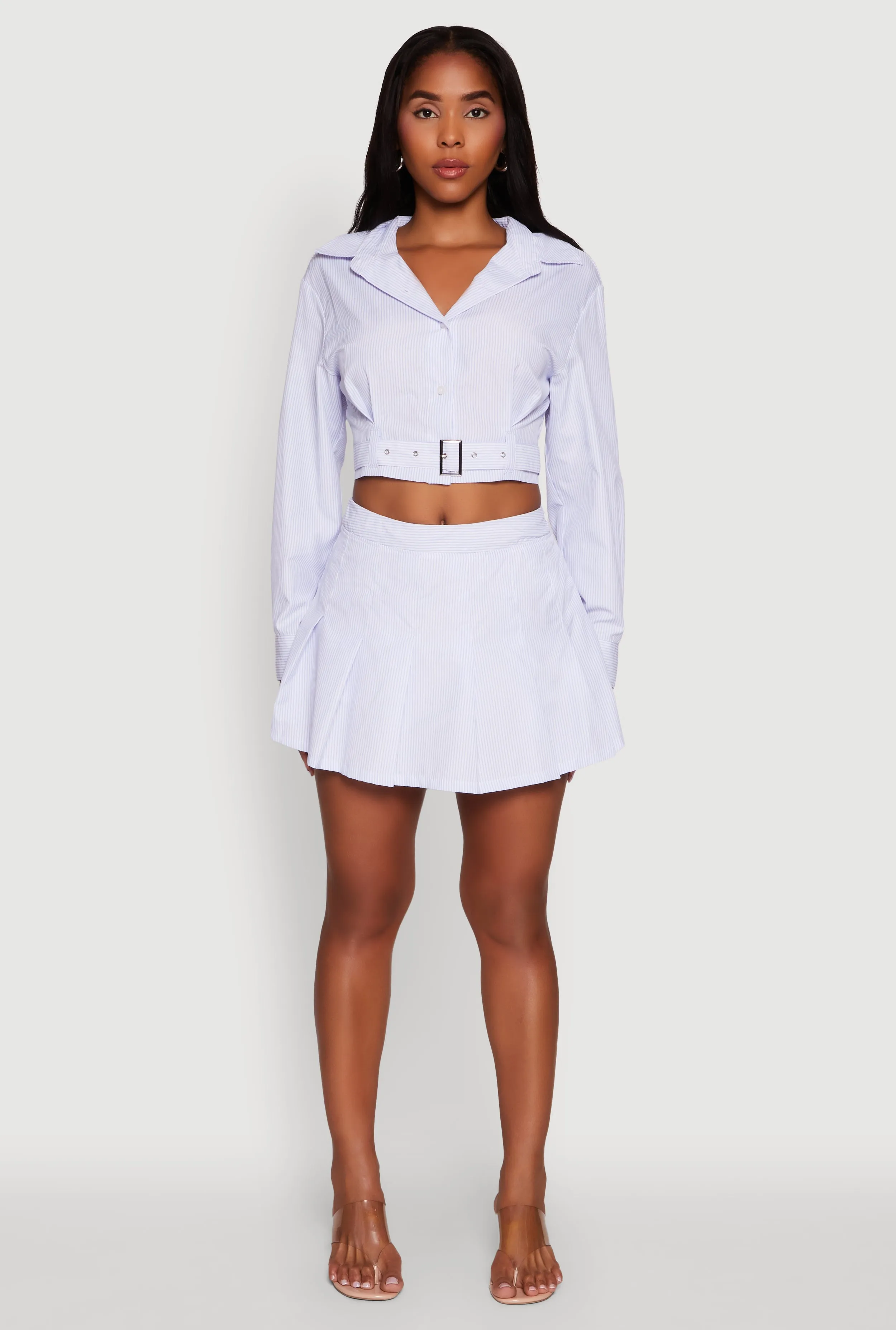Striped Pleated Mini Skort Limited Release Sturdy Waistband