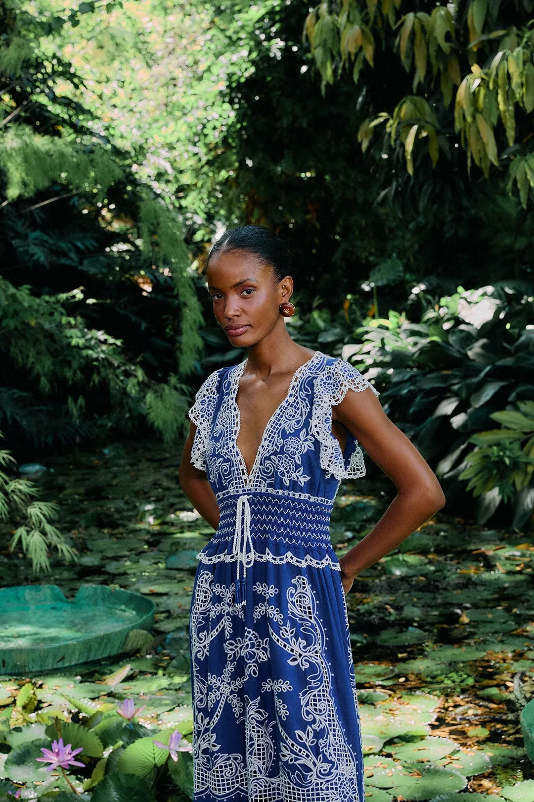 Blue Romantic Richelieu LENZING? ECOVERO? Euroflax? Maxi Dress Tropical Air