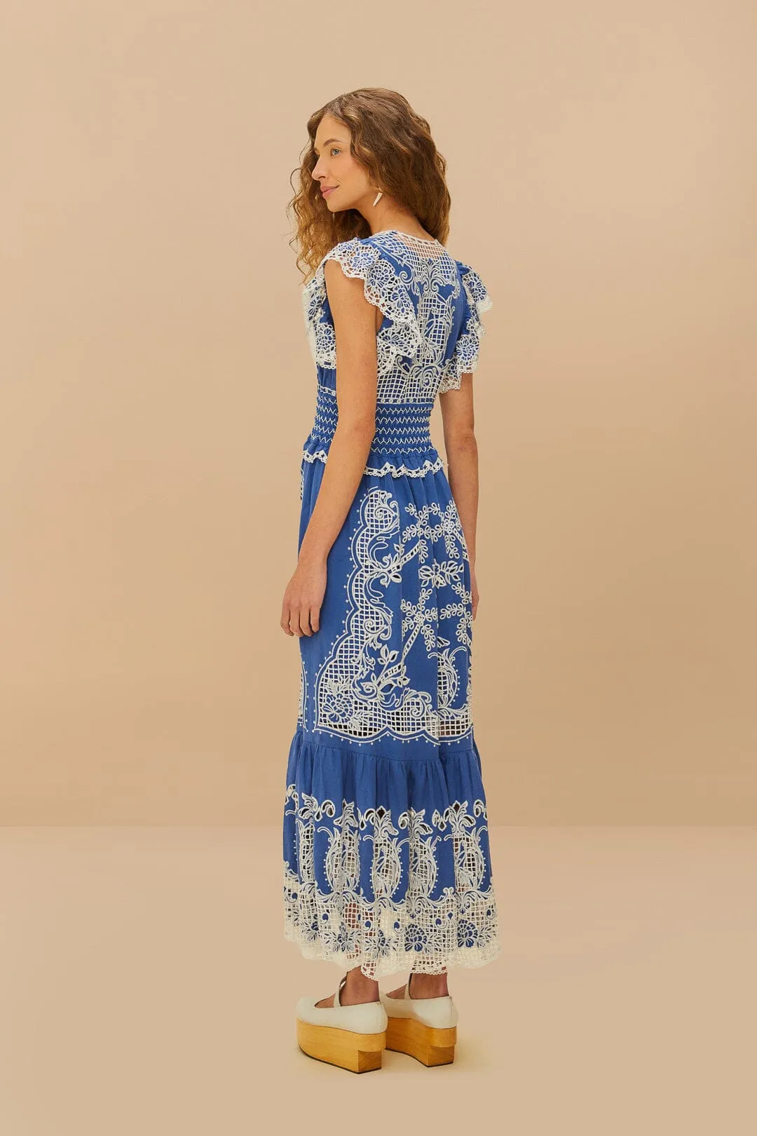 Blue Romantic Richelieu LENZING? ECOVERO? Euroflax? Maxi Dress Stream Path