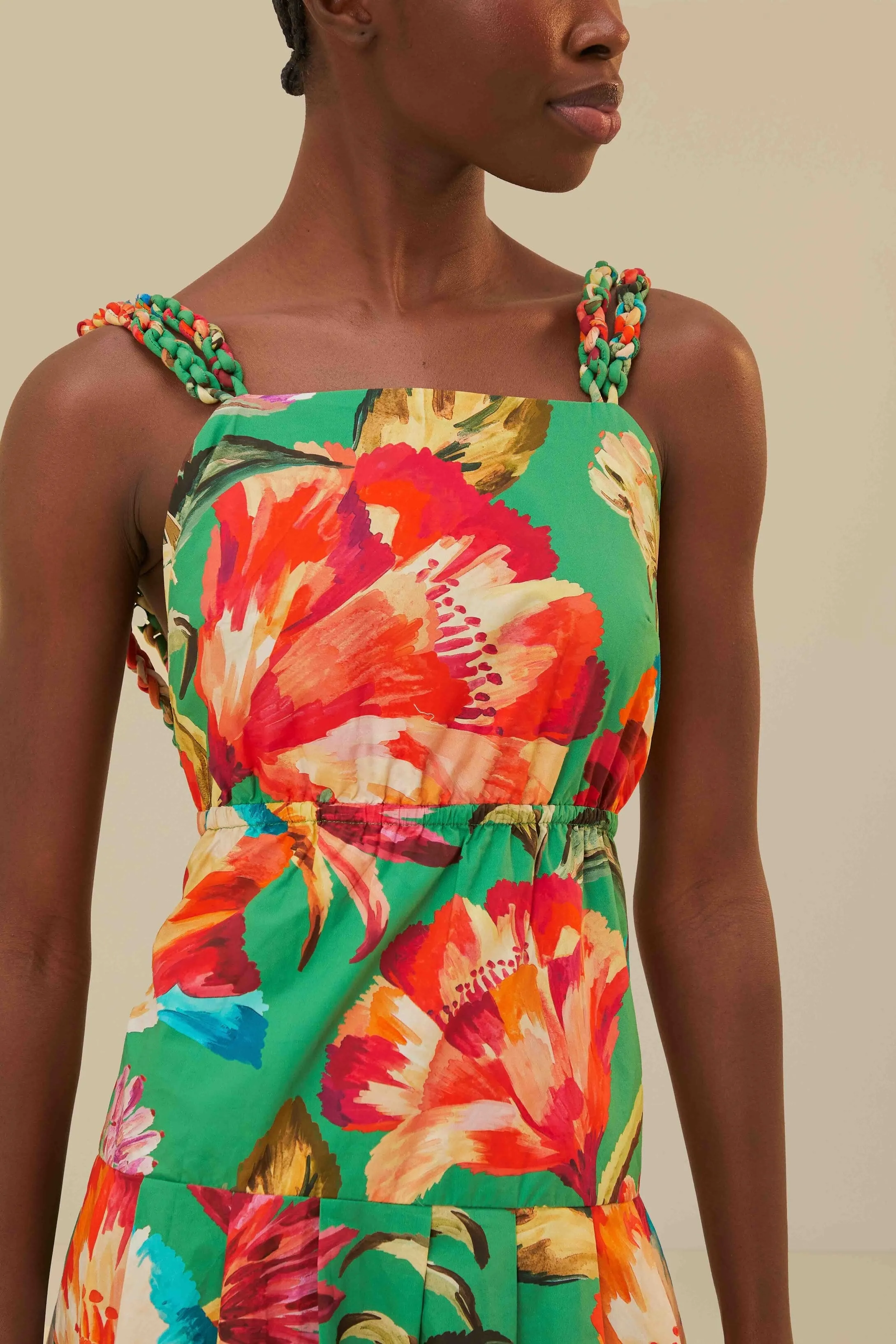Stylish dress for gatherings Green Tropicart Sleeveless Midi Dress