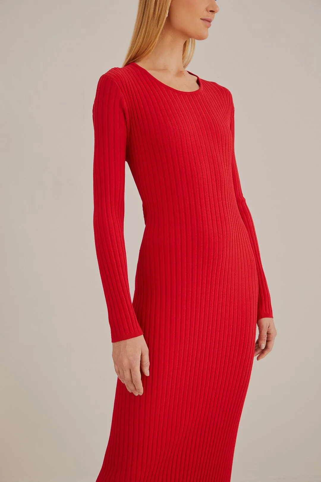 Red Knit Midi Dress Opera Hall Resort Stay