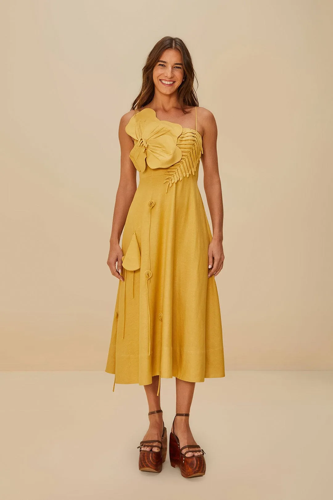 Fashionable appearance Polished Design Sand Garden LENZING? ECOVERO? Euroflax? Midi Dress