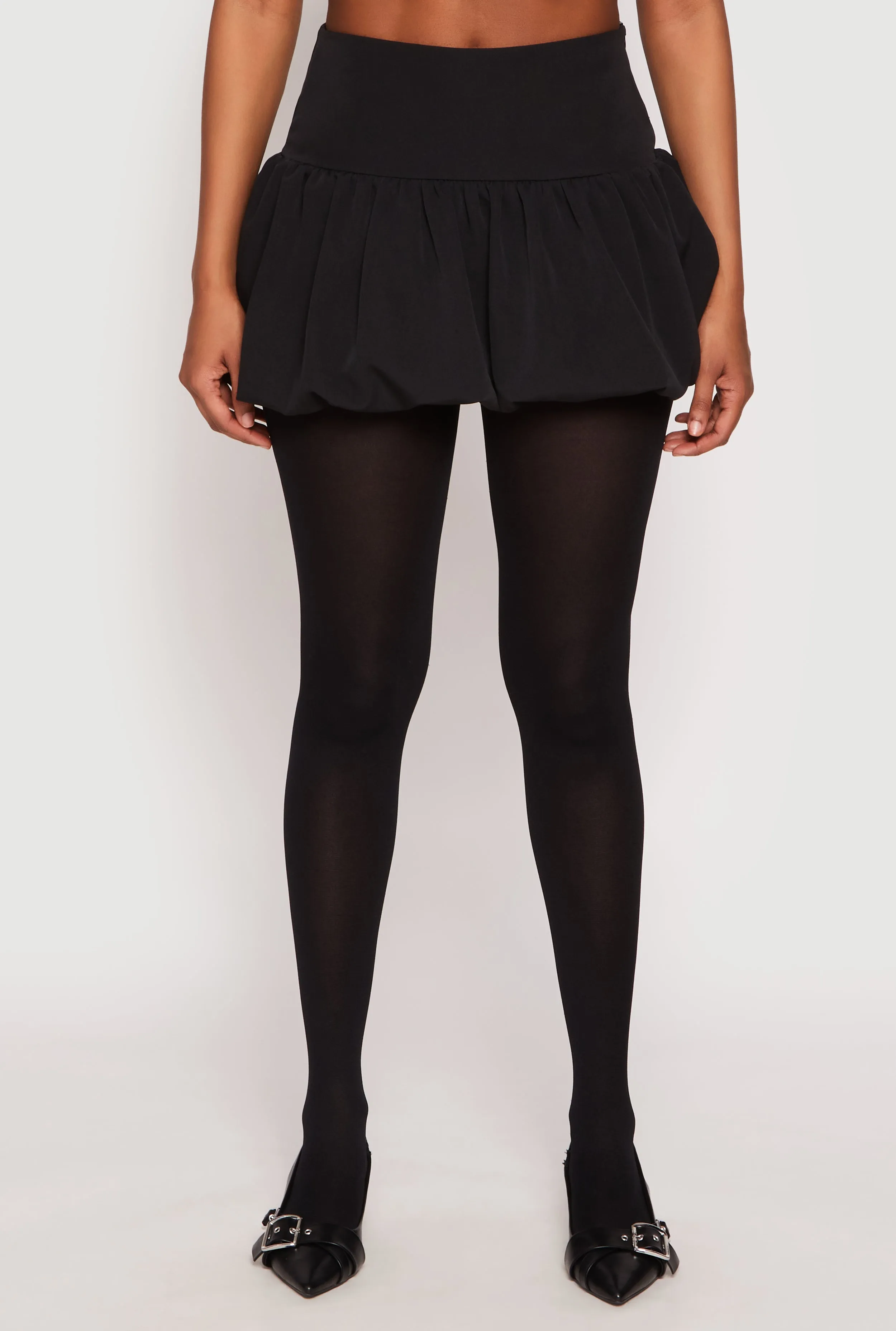 Side Zip Mini Bubble Skirt Everyday Style Adjustable Waistband