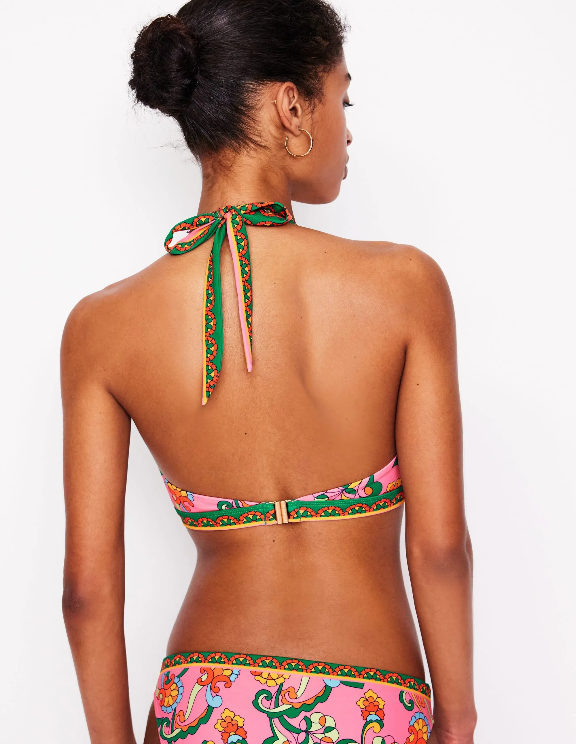 Tummy Control Panel Seamless construction Ios V Panel Bikini Top-Pink Rose, Foliage Trail
