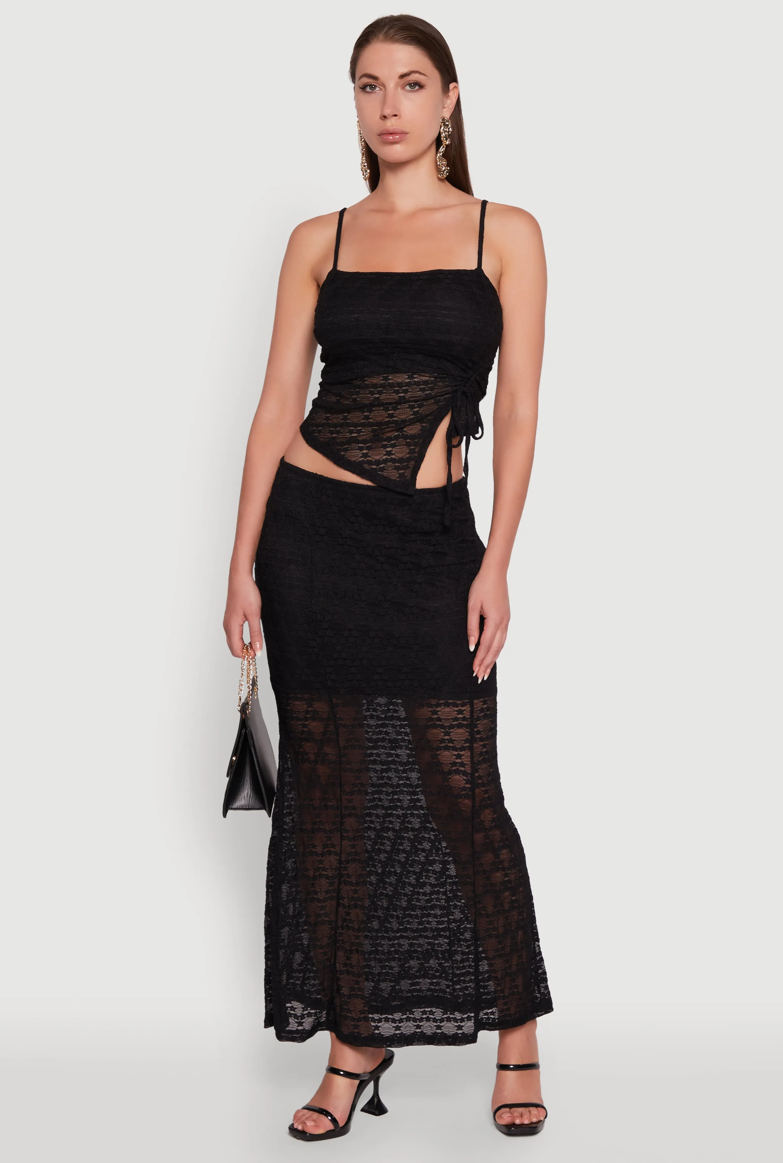 Iris Floral Lace Overlay Maxi Skirt Chic casual Timeless Wear