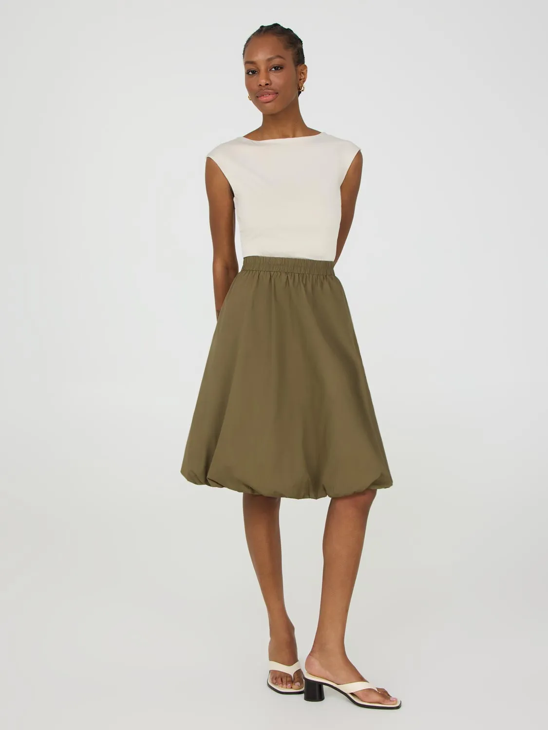 Bubble Hem Cotton Skirt Subtle Details