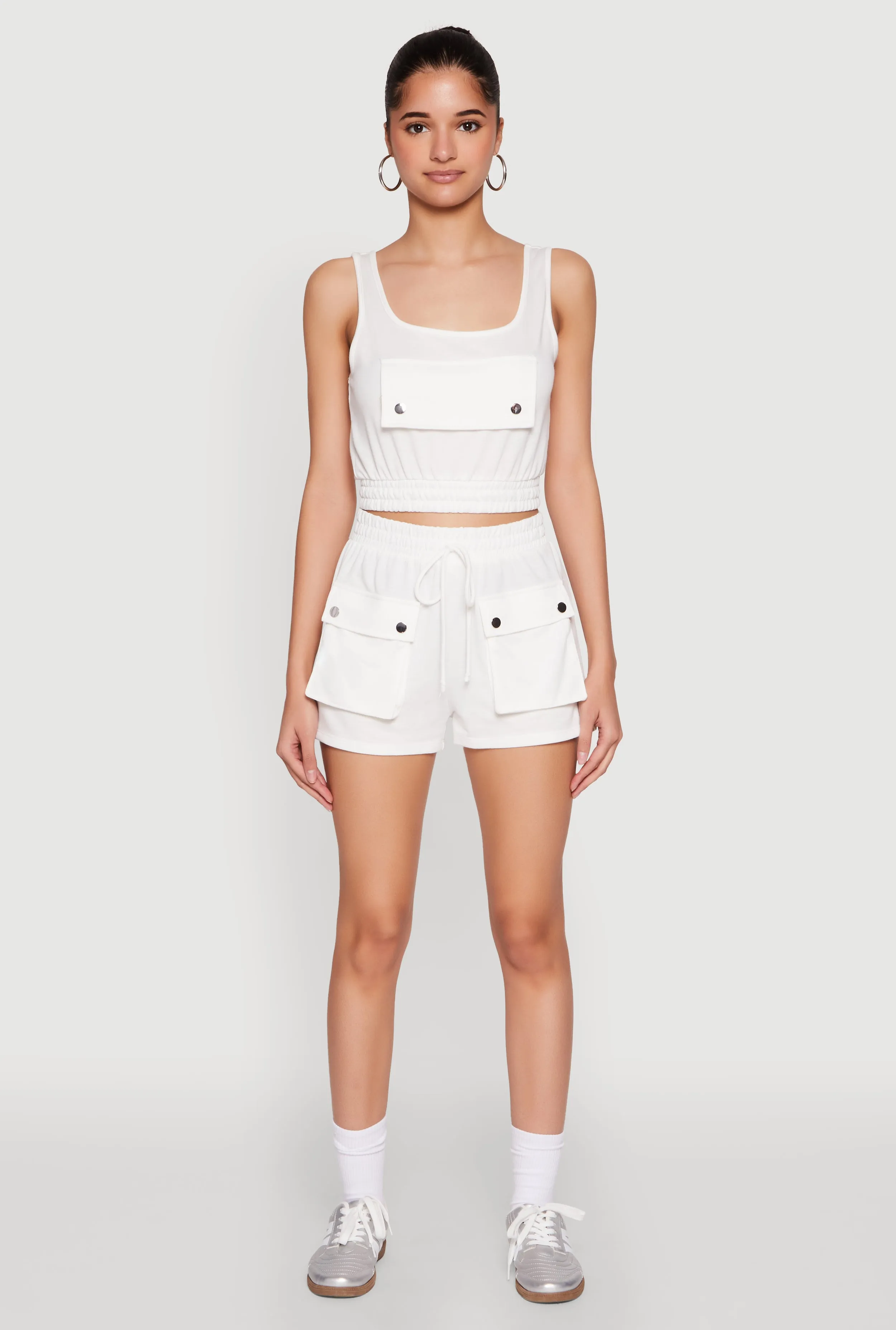 Travel Essential High Waist Cargo Pocket Sweatshorts