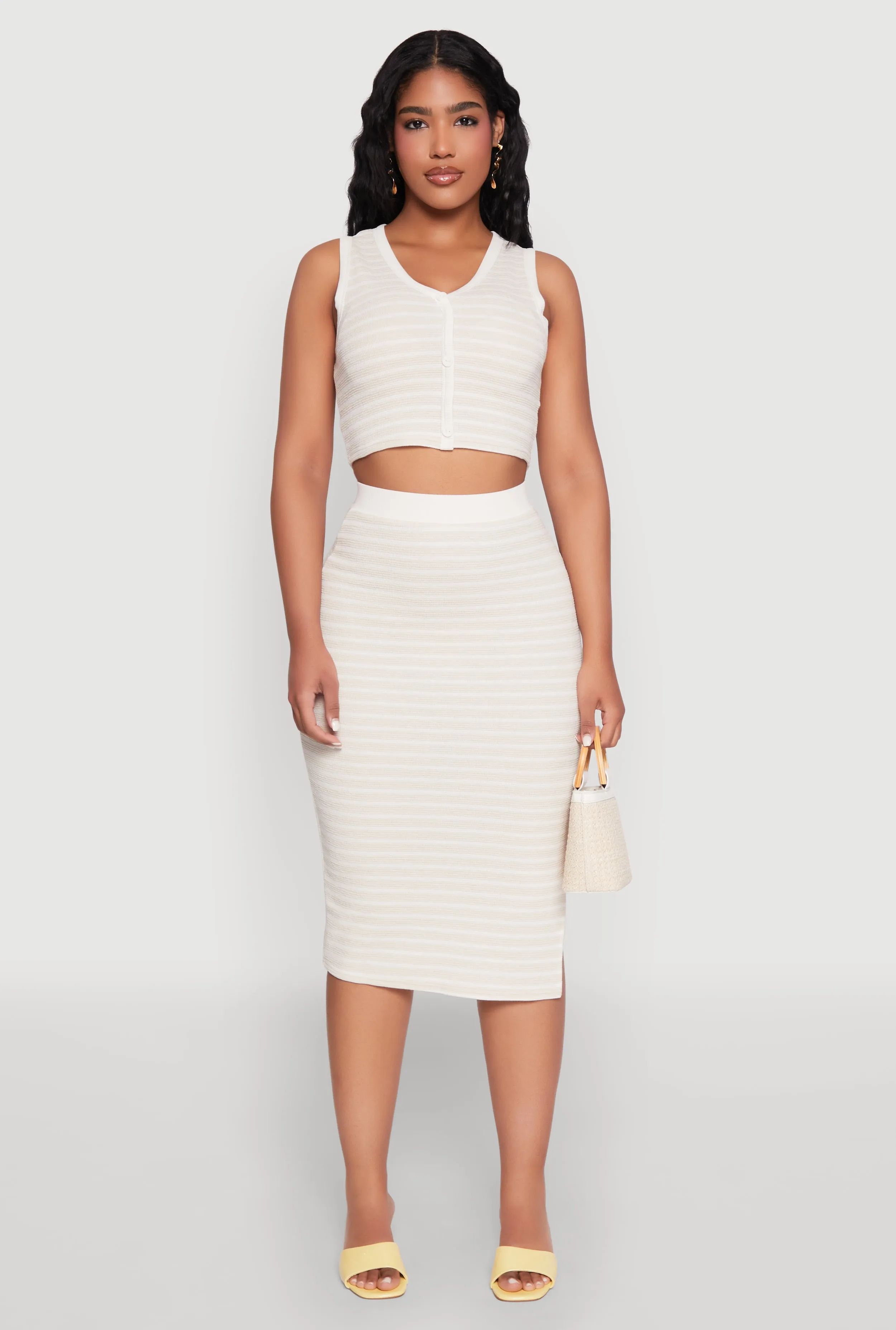 Striped Midi Skirt Non Restrictive