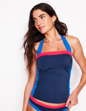 Santorini Tankini Top-Navy/ Coral Punch Pink/ Blue Breathable fabric Eco Friendly Dyeing