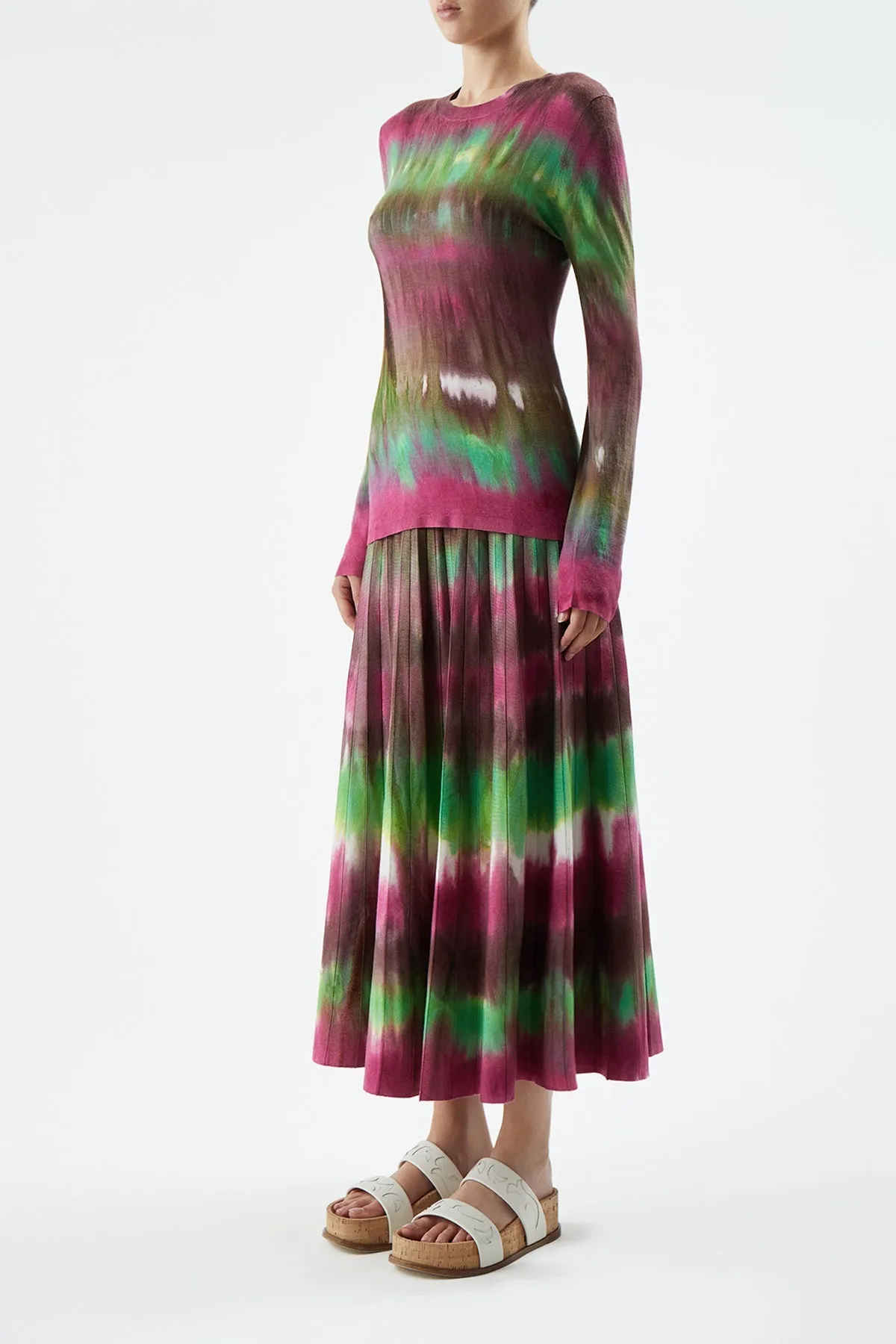 Star Soul Ella Knit Midi Skirt in Jewel Tie Dye Cashmere