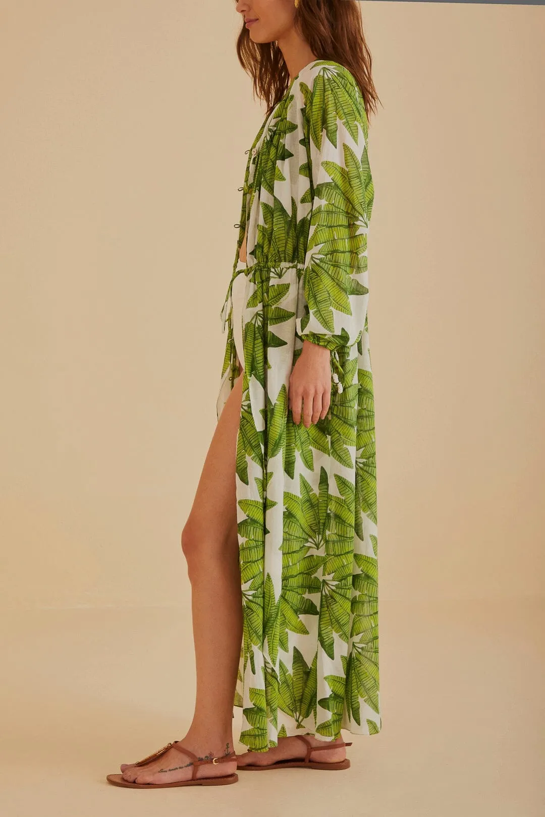 Off-White Palm Fan Maxi Dress Designed with comfort in mind this dress is perfect for all-day wear Comfortable day-to-night dress