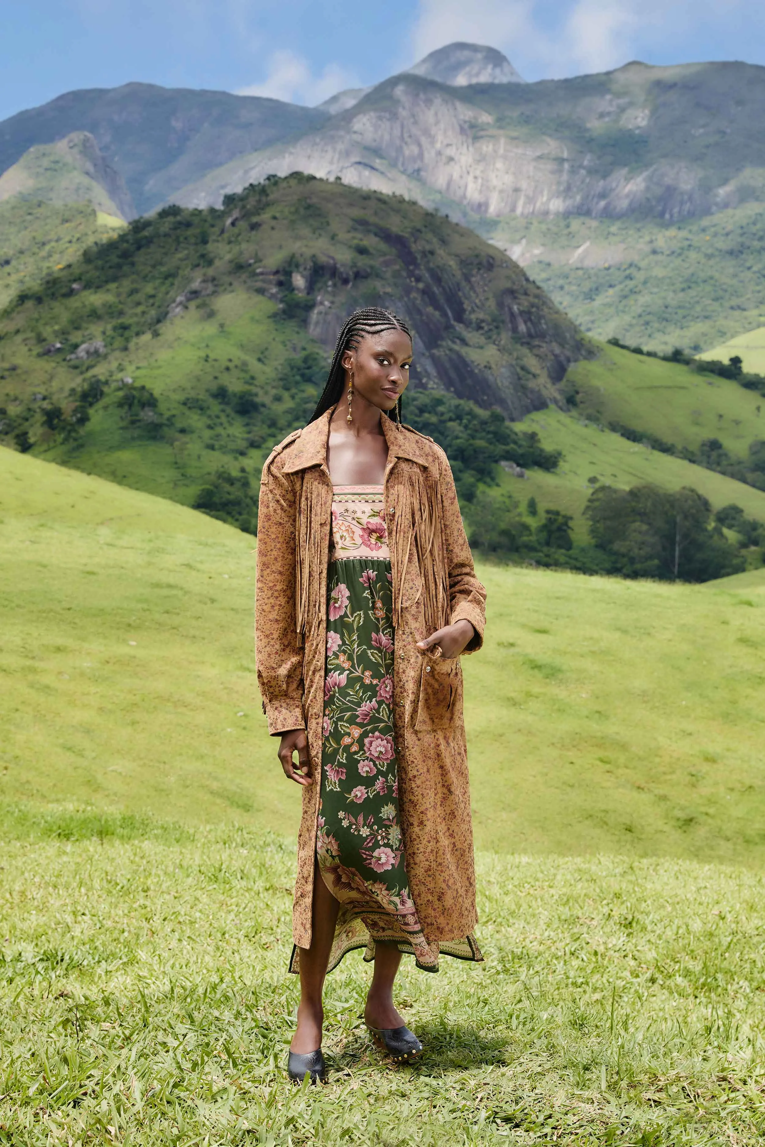 Plaza Walk Trendy Wear Green Flowering Garden Tree Sleveeless Midi Dress