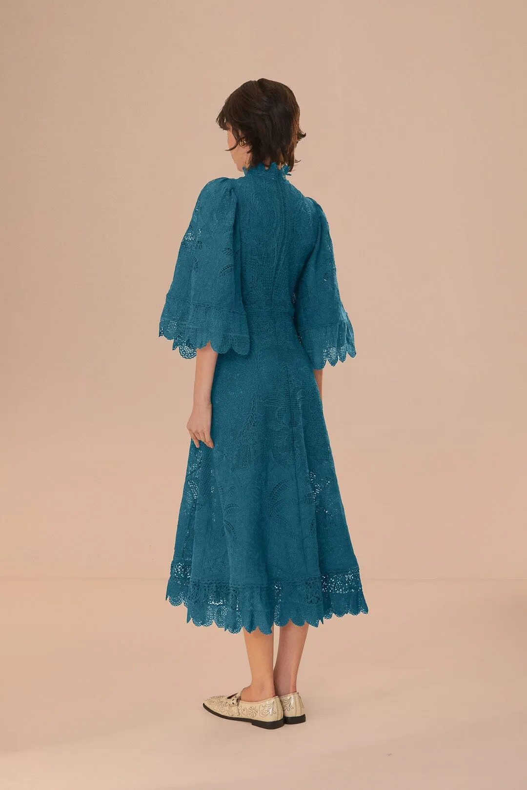 Green Guipire Cut-Out Midi Dress Cozy midi dress Windy Ready