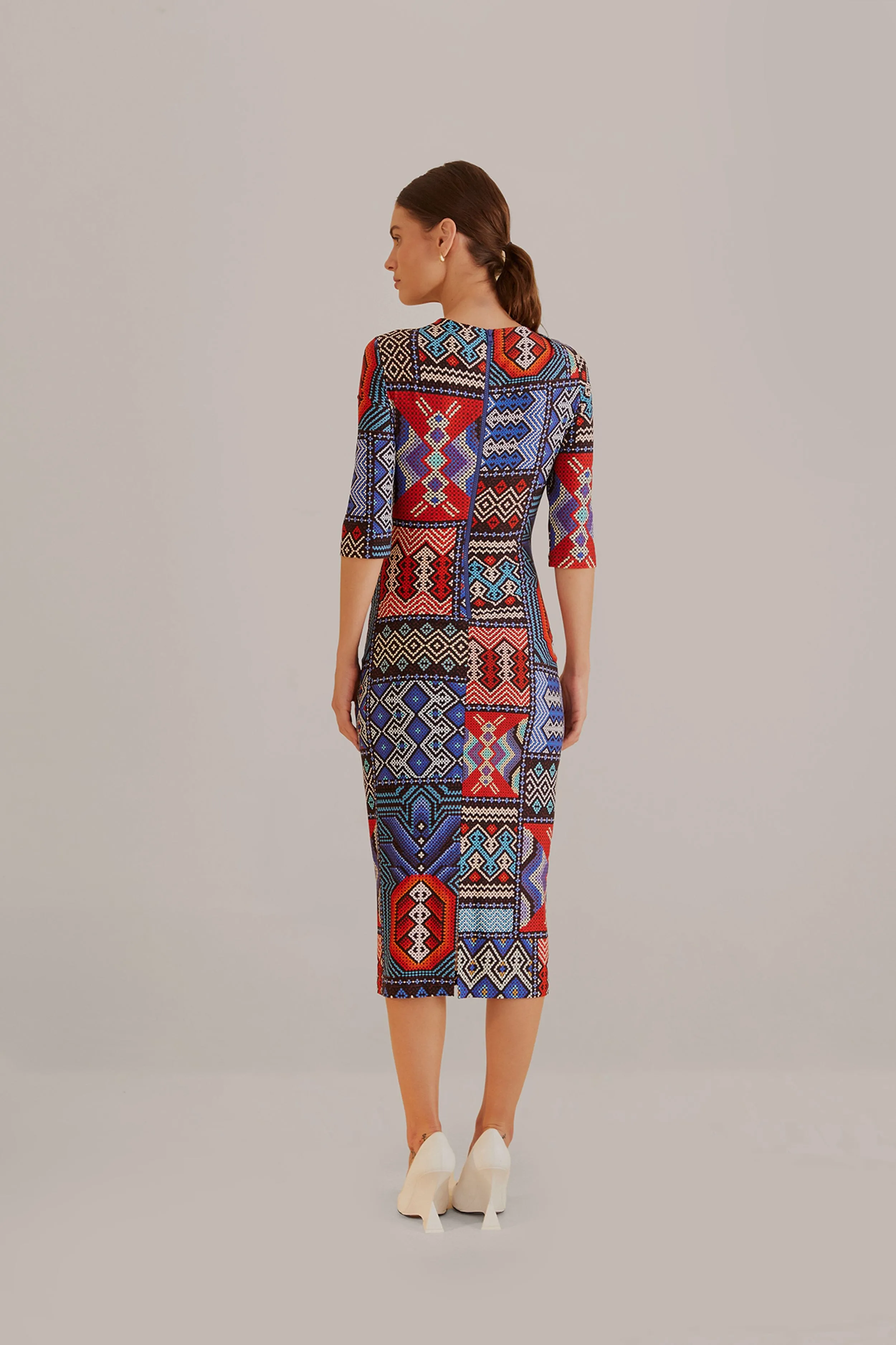 Multicolor Rauti Short Sleeve Midi Dress Alley View