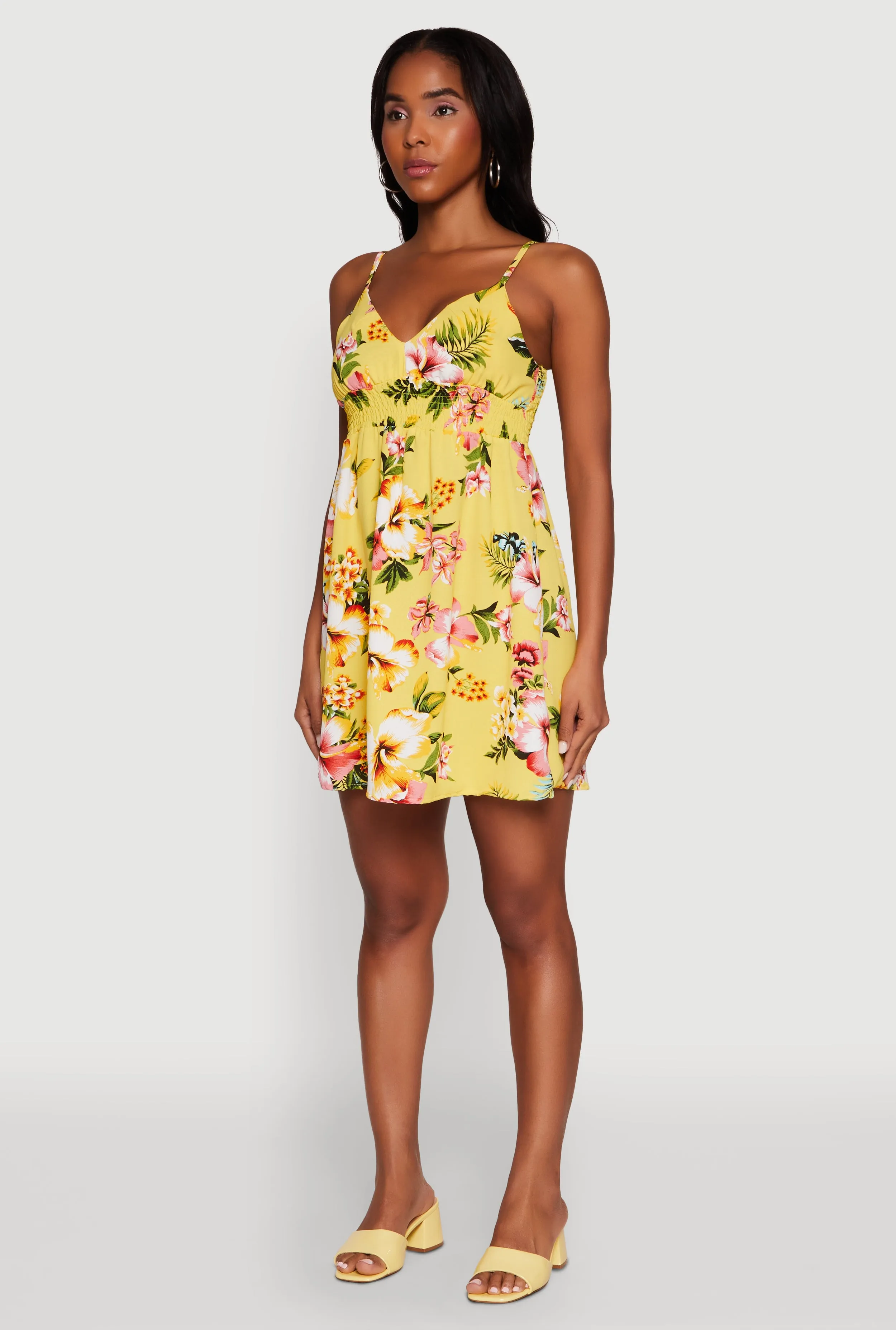 wrinkle free Fresh Vibes Floral Print V Neck Sundress with Adjustable Straps