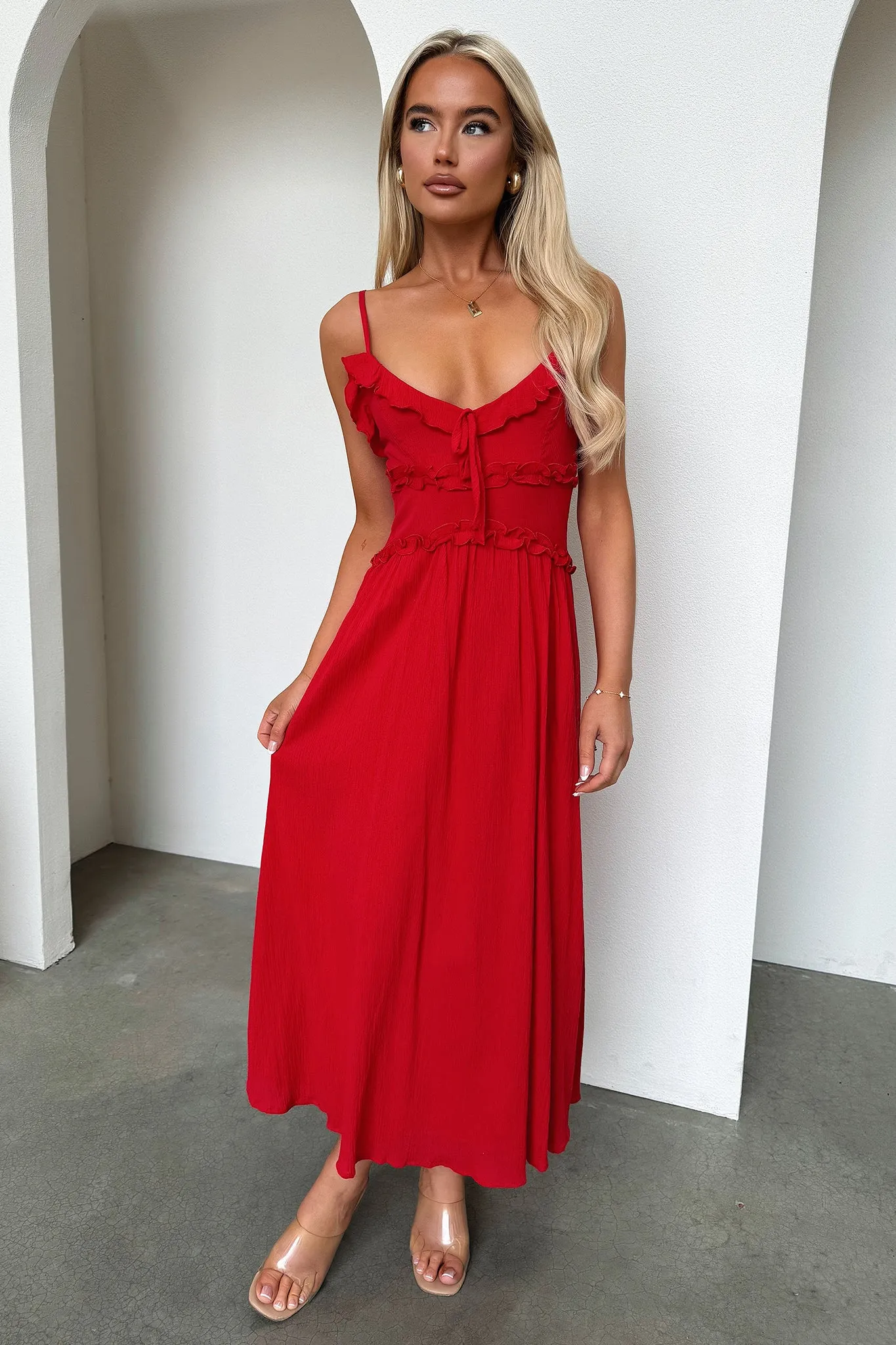 Nicola Midi Dress - Red Court Yard
