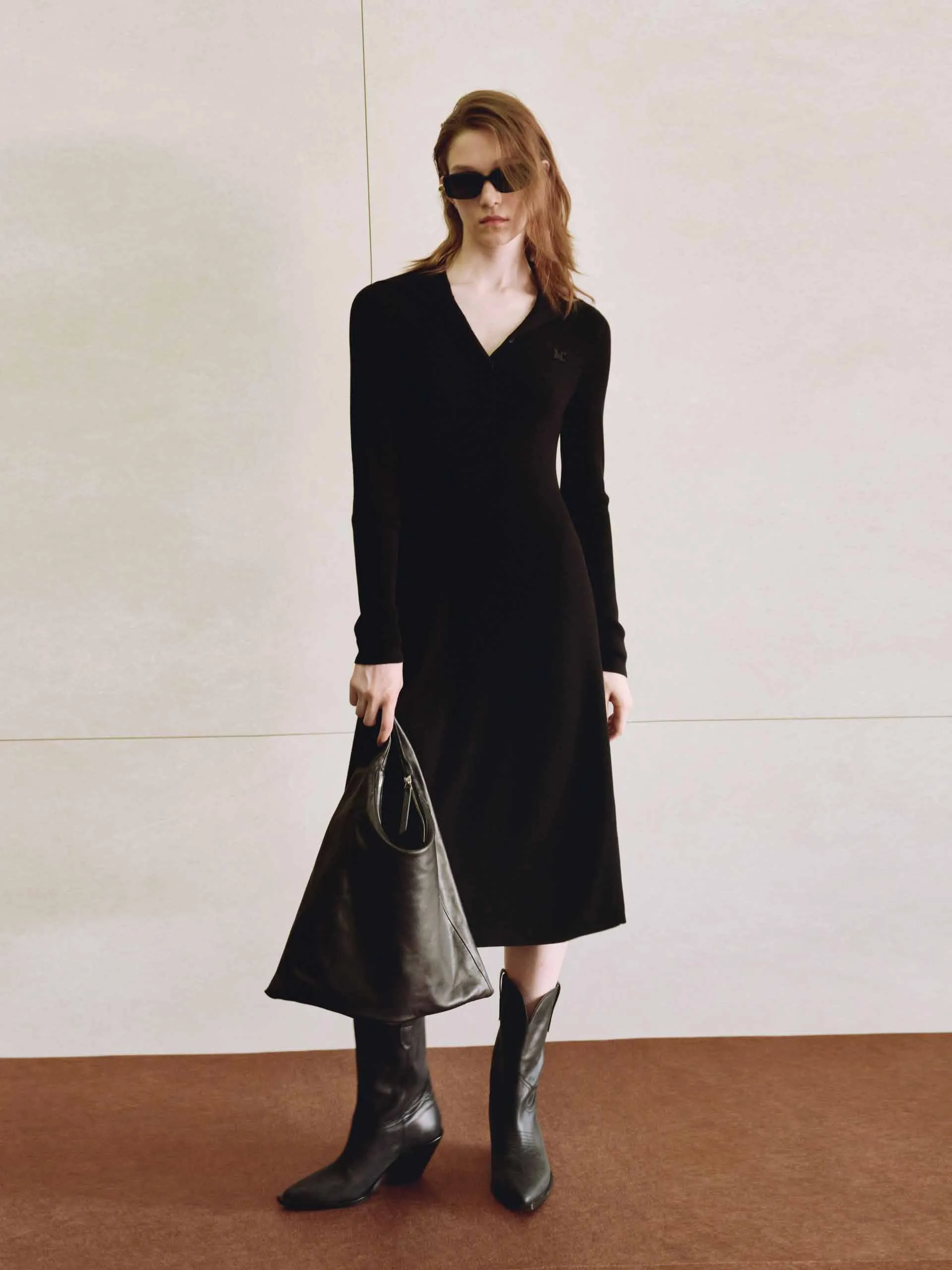 Virgin Wool Midi Knit Dress Pasture View