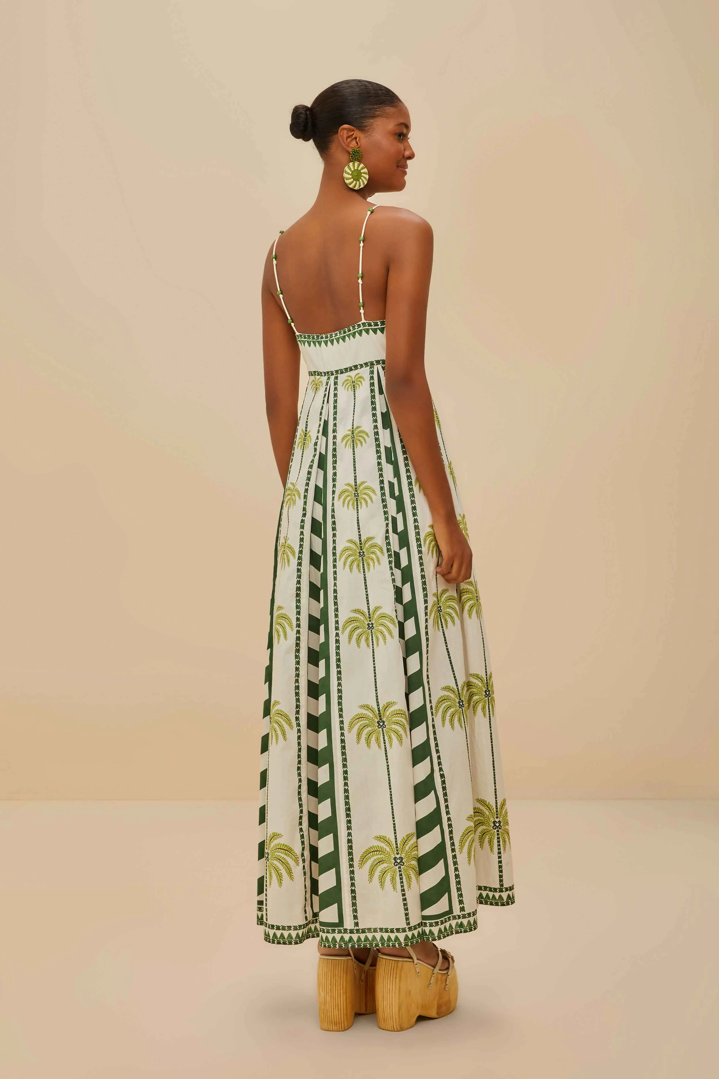 Off-White Milani Cocopalm Maxi Dress Retro Mode Kimono Arm