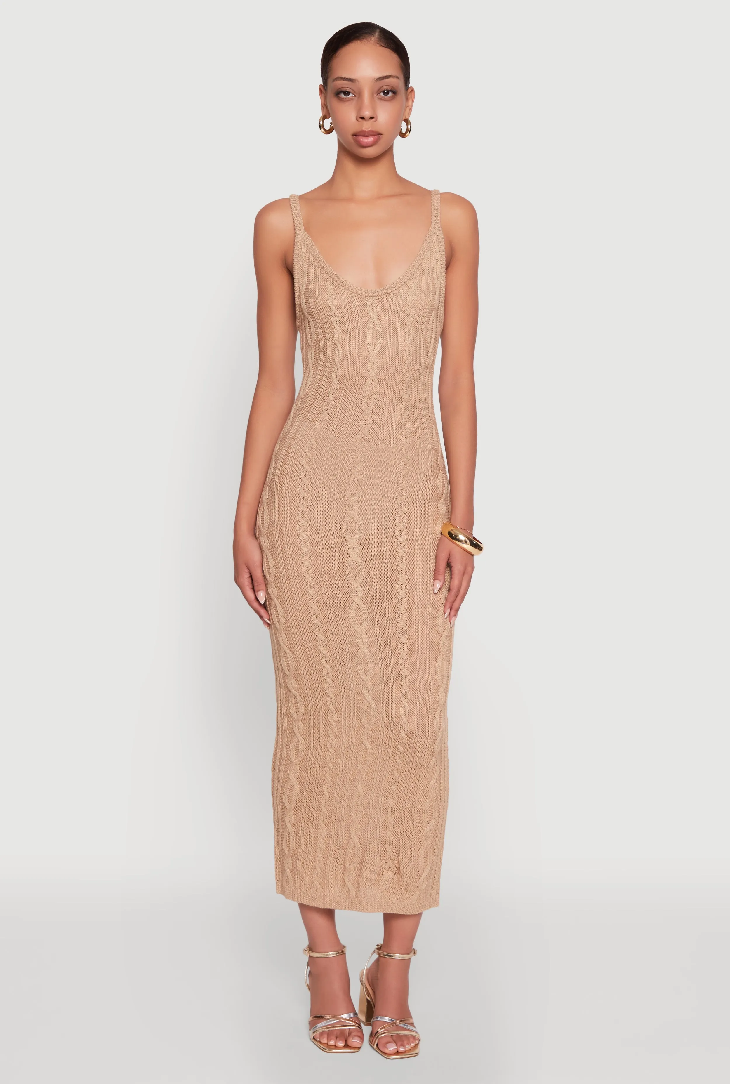 The elegant design of this maxi dress adds a refined touch to your wardrobe without being overly complicated Poetic Move Trendy Cable Knit Sleeveless Maxi Dress