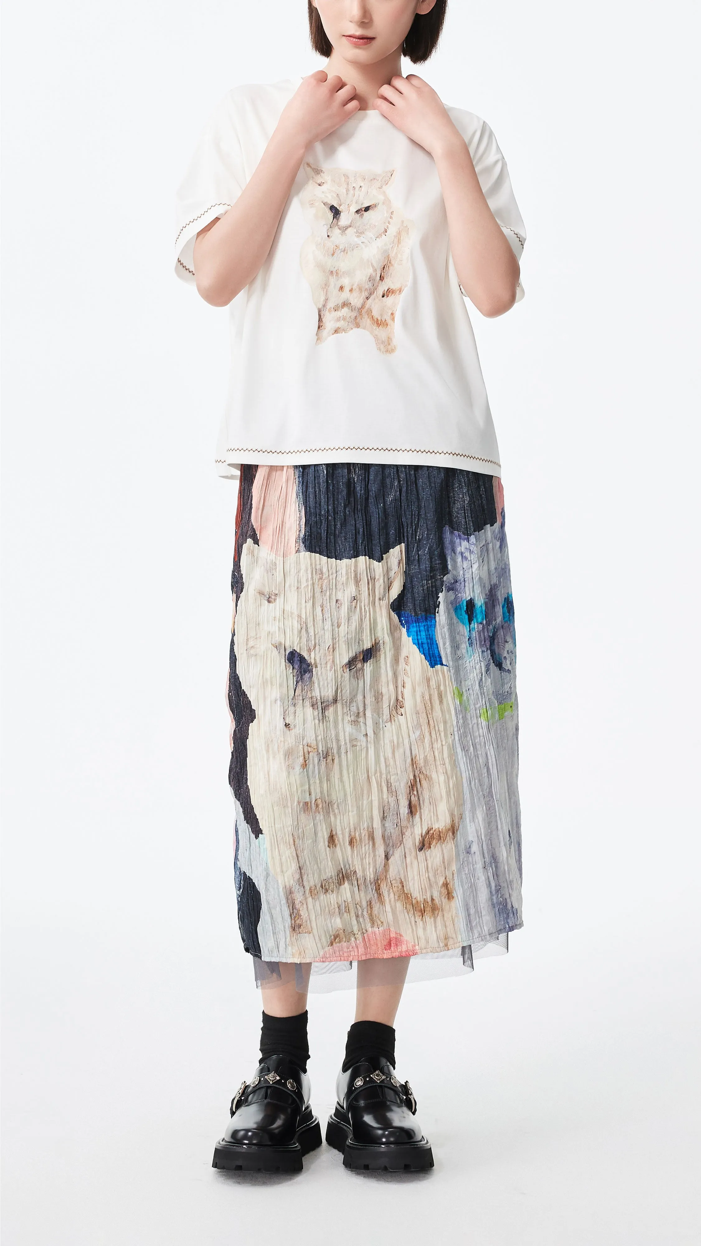 Crushed Mythical Animal Graphic Pencil Skirt Edgy Look Aesthetic Fit
