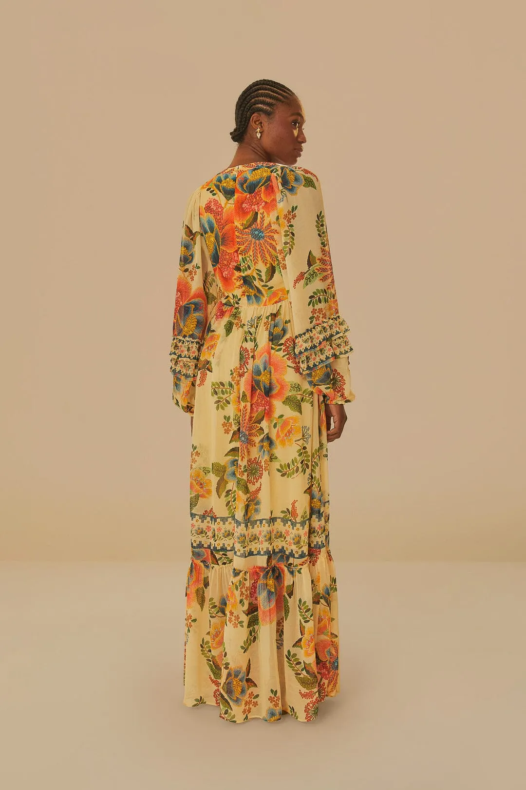 Sand Delicate Garden Maxi Dress Grace Flow
