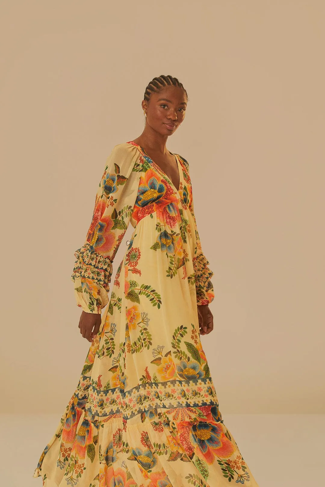 handmade detail Sun Heat Sand Delicate Garden Maxi Dress