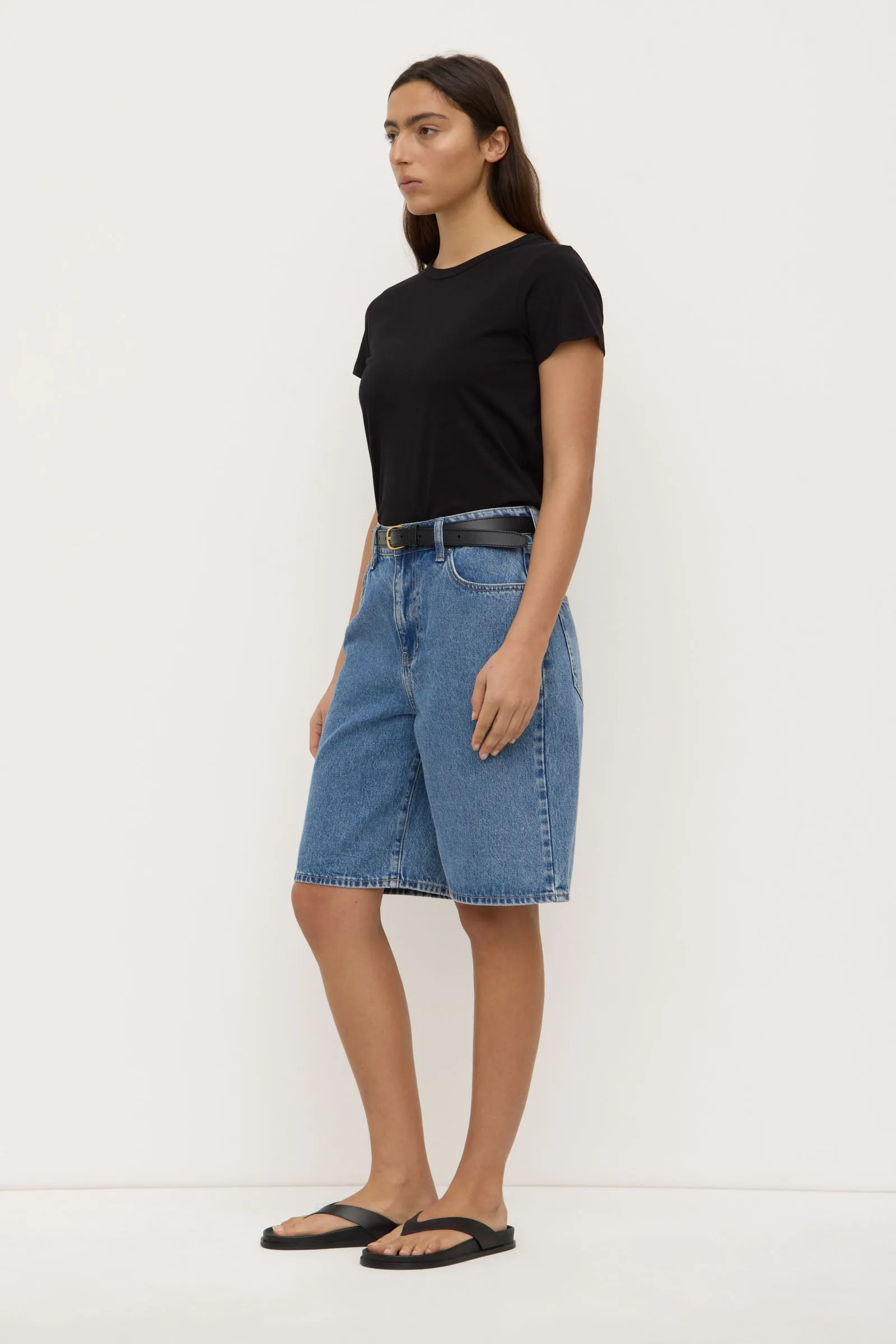 Bermuda Denim Short Rubberized Grip Waistband