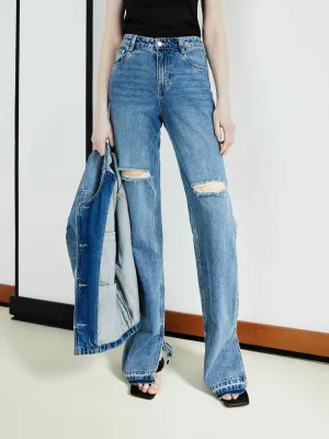 Travel Essential Straight Leg Destroyed Jeans