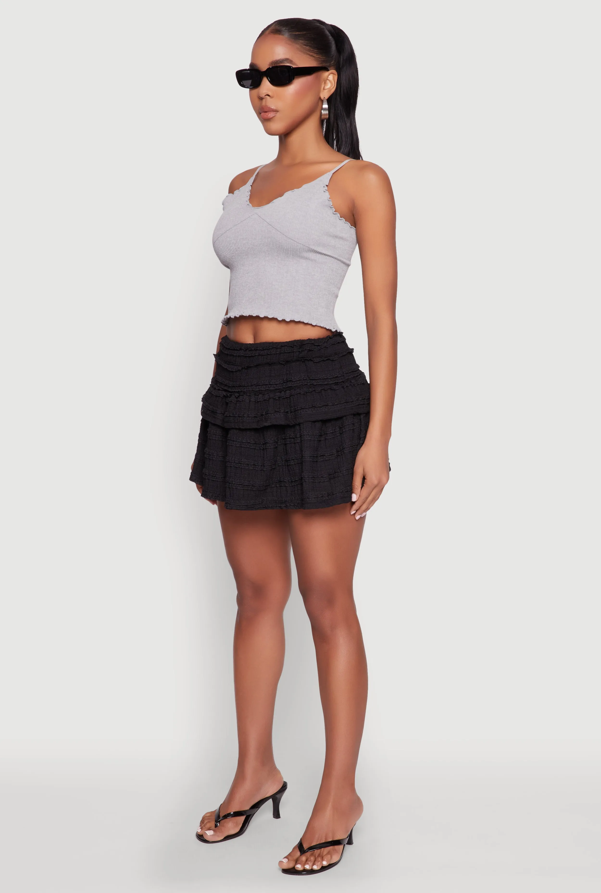Wearable Art Textured Knit Mini Skirt