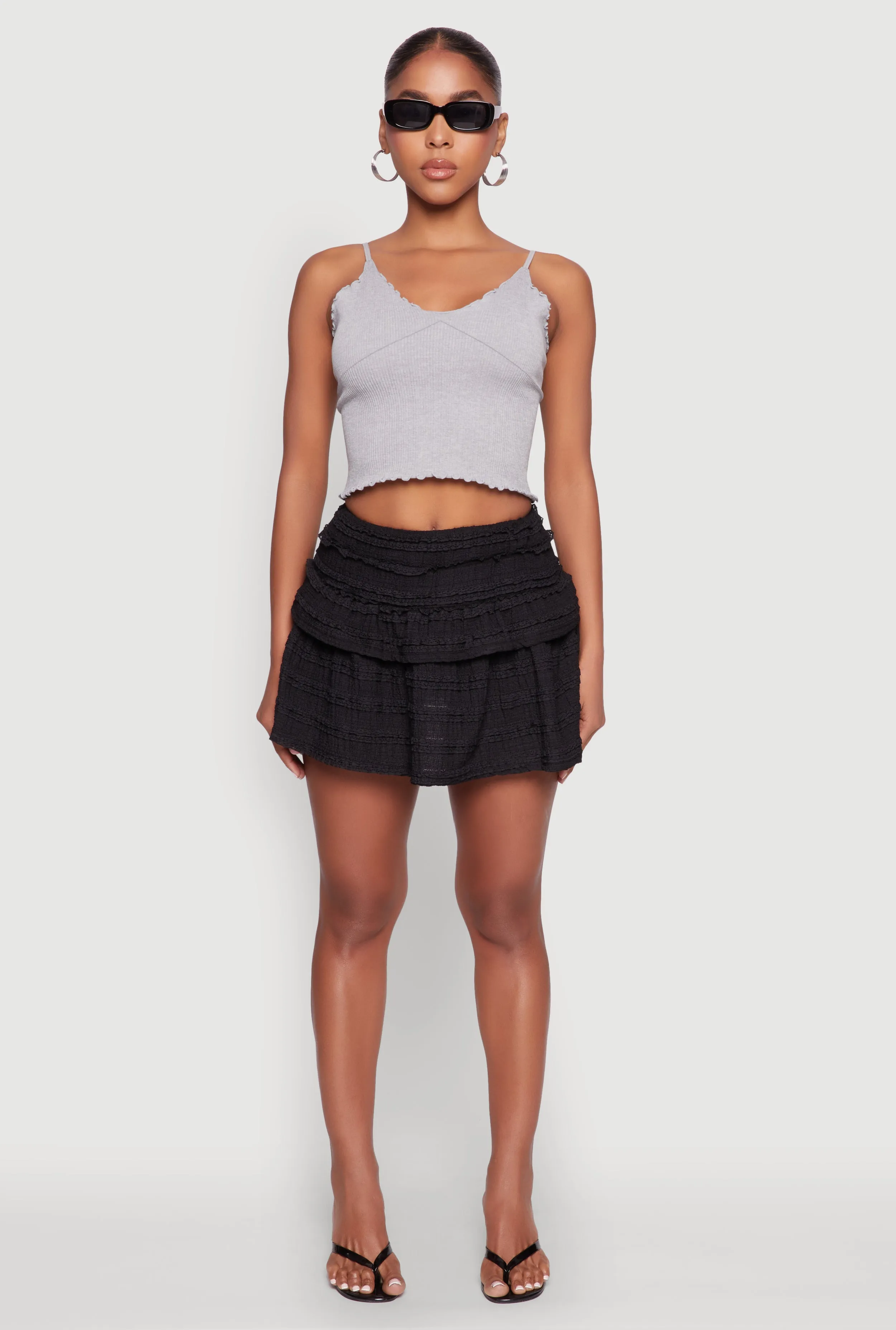 Hygienic Coating Textured Knit Mini Skirt