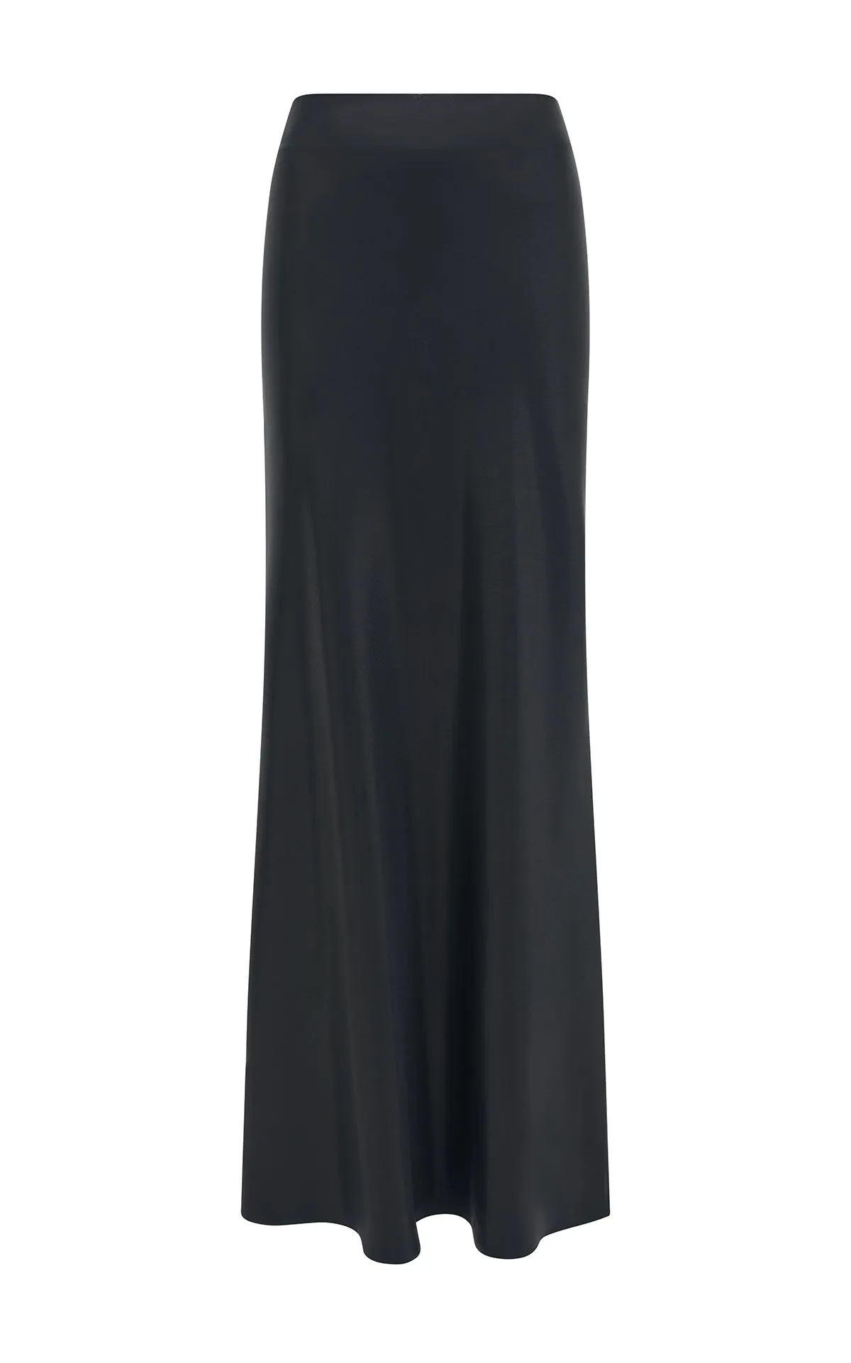 Fauna Bias Maxi Skirt in Black Metallic Silk Twill Style Preview Cozy Tones