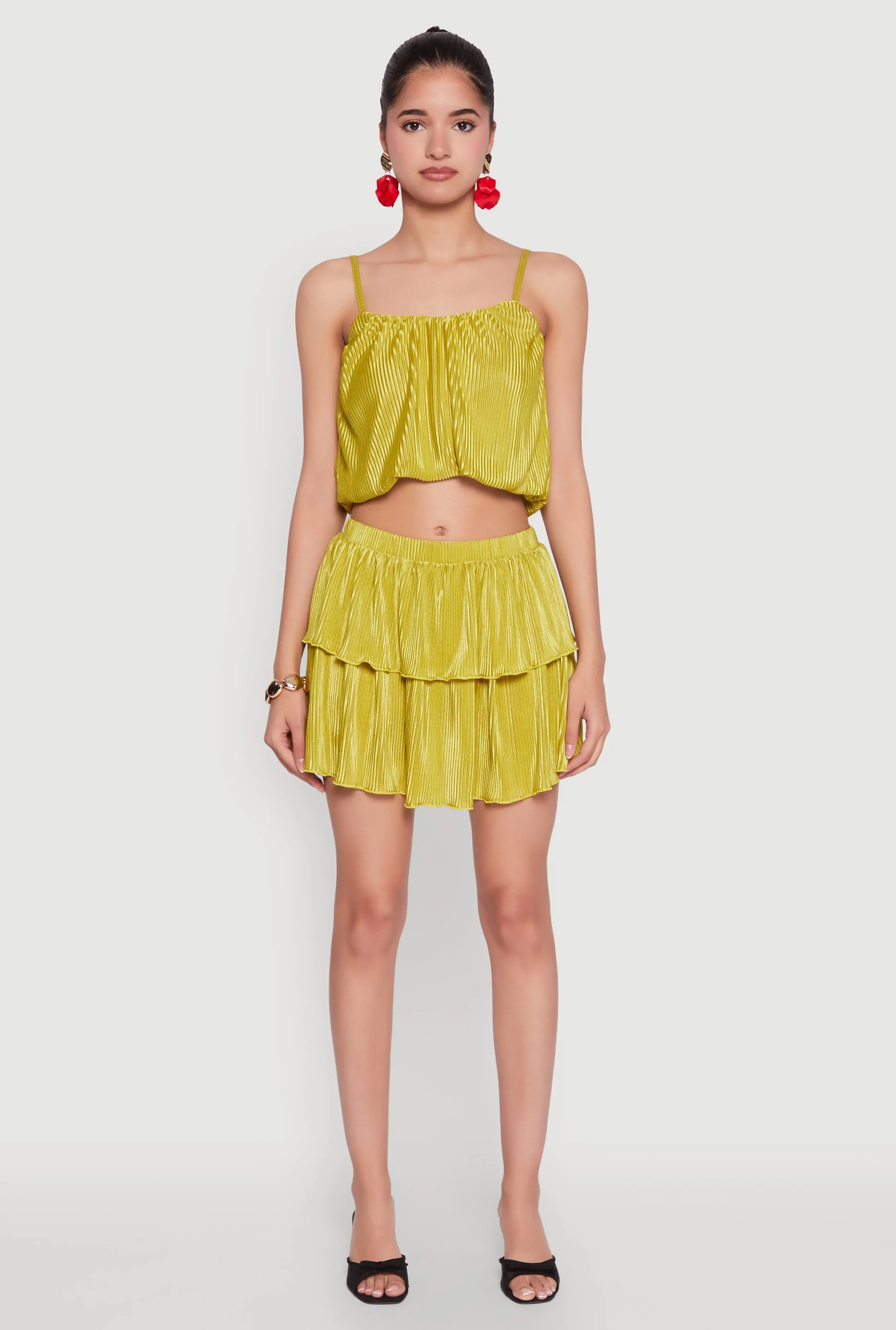 Laid Back Look Plisse Tiered Mini Skirt