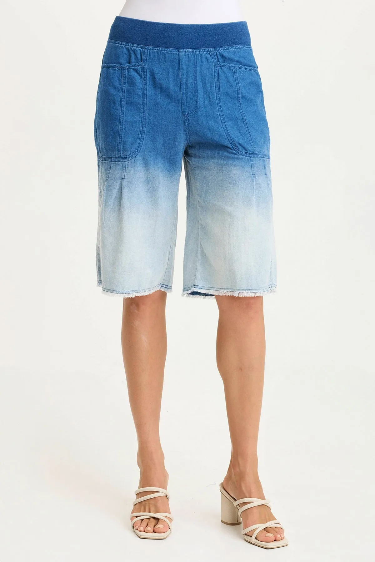 StainResistant Fabric Themia Indigo Twill Pull-On Bermuda Short