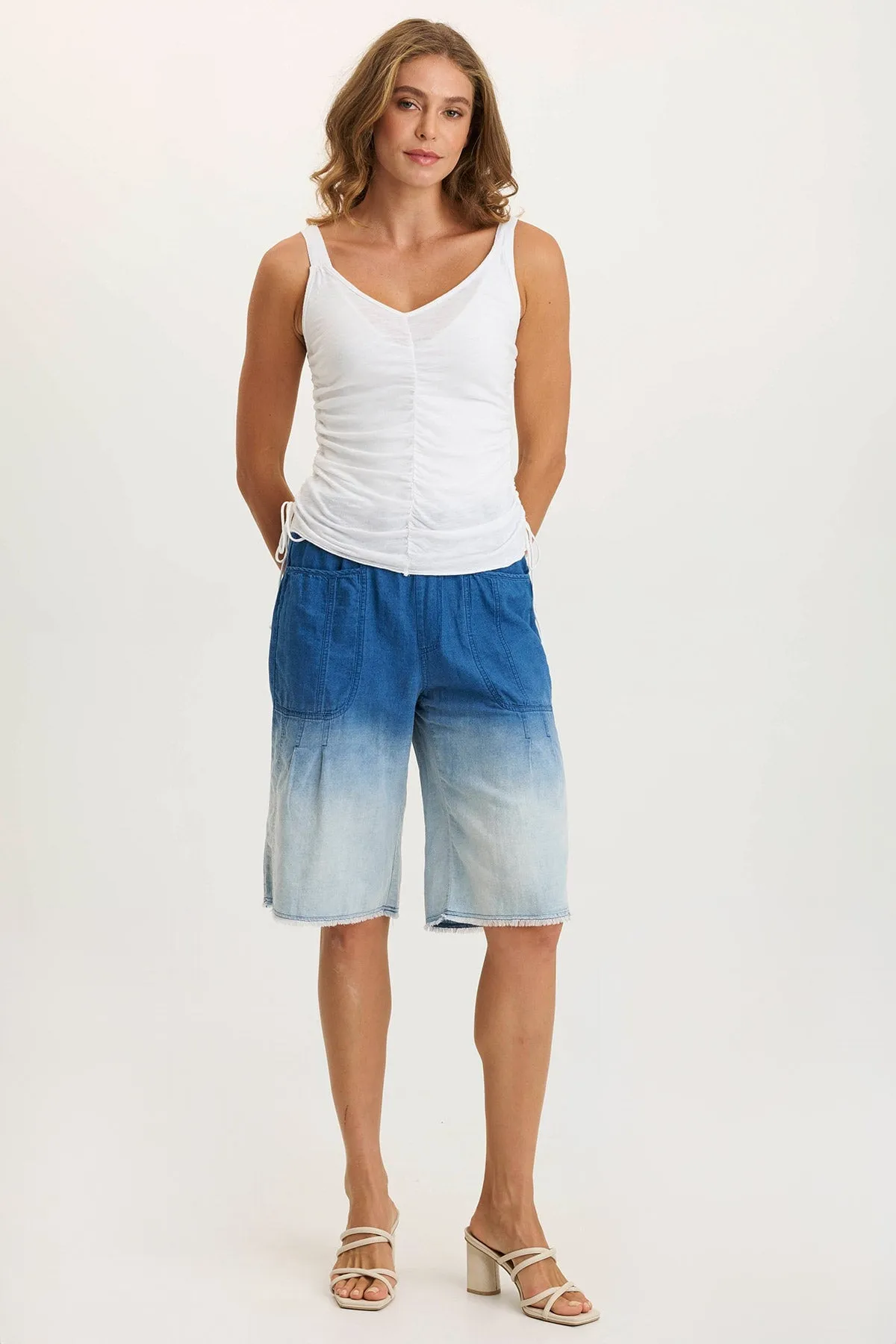 Themia Indigo Twill Pull-On Bermuda Short Prince Core QuickPackable Design