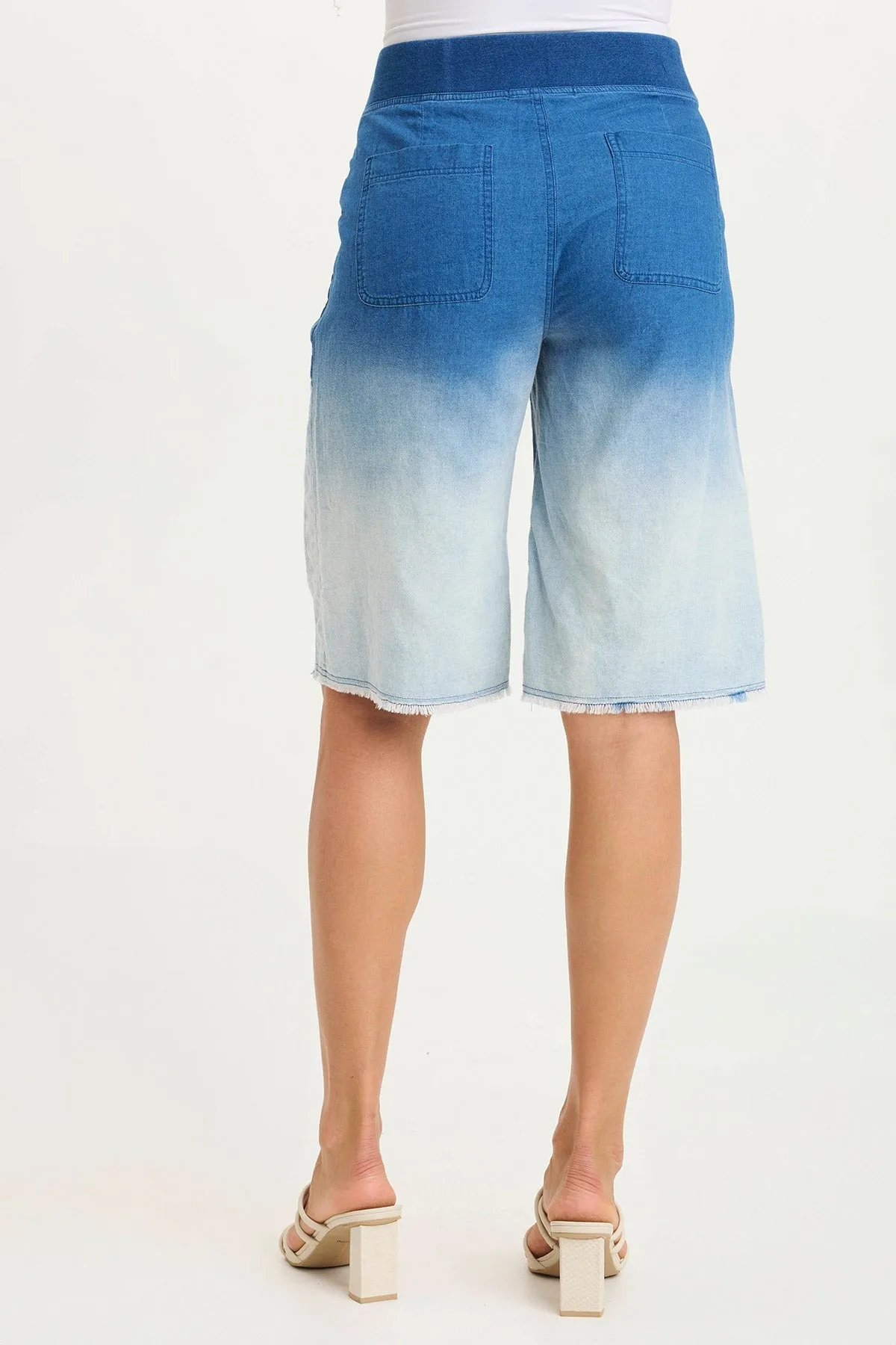 Themia Indigo Twill Pull-On Bermuda Short Calm Ease Rich Tone