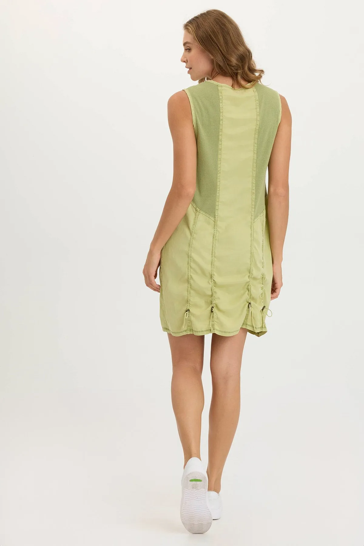 Karima Twill Corded Cinch Tank Dress MultiPocketDesign